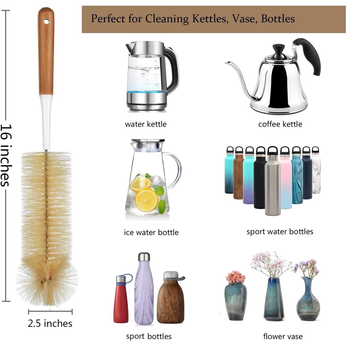ALINK Juego de 5 Cepillos Limpiadores de Botellas de Bambú