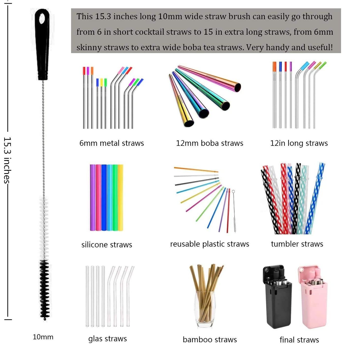 ALINK Juego de 8 Cepillos de Limpieza para Botellas y Popotes