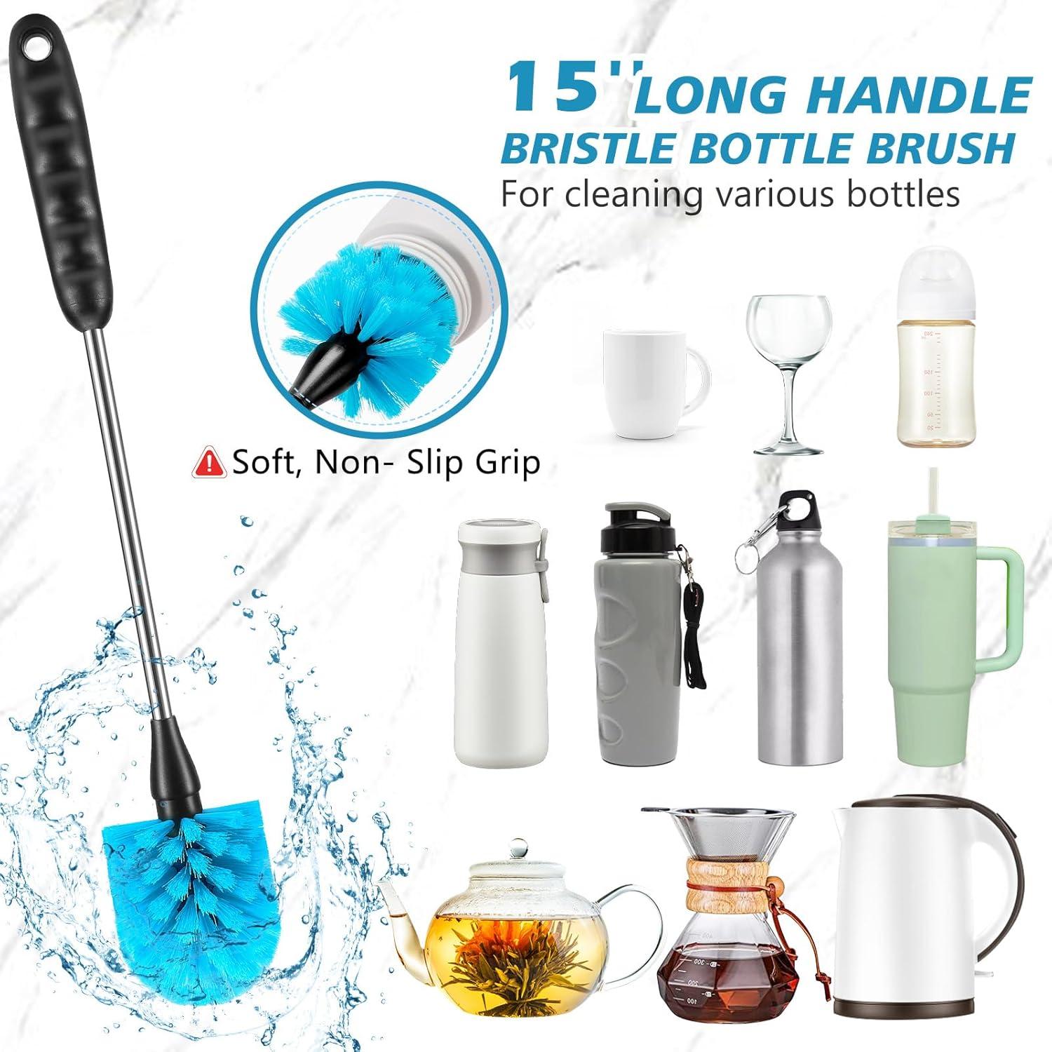 Juego de 6 Cepillos de Limpieza de Botellas ISSHU - Mango Largo