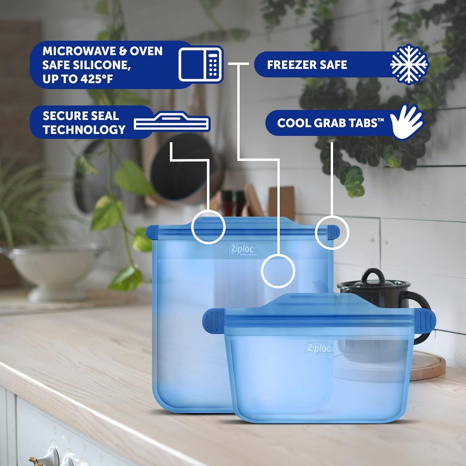 Paquete de Bolsas y Contenedores Ziploc de Silicona Reutilizables