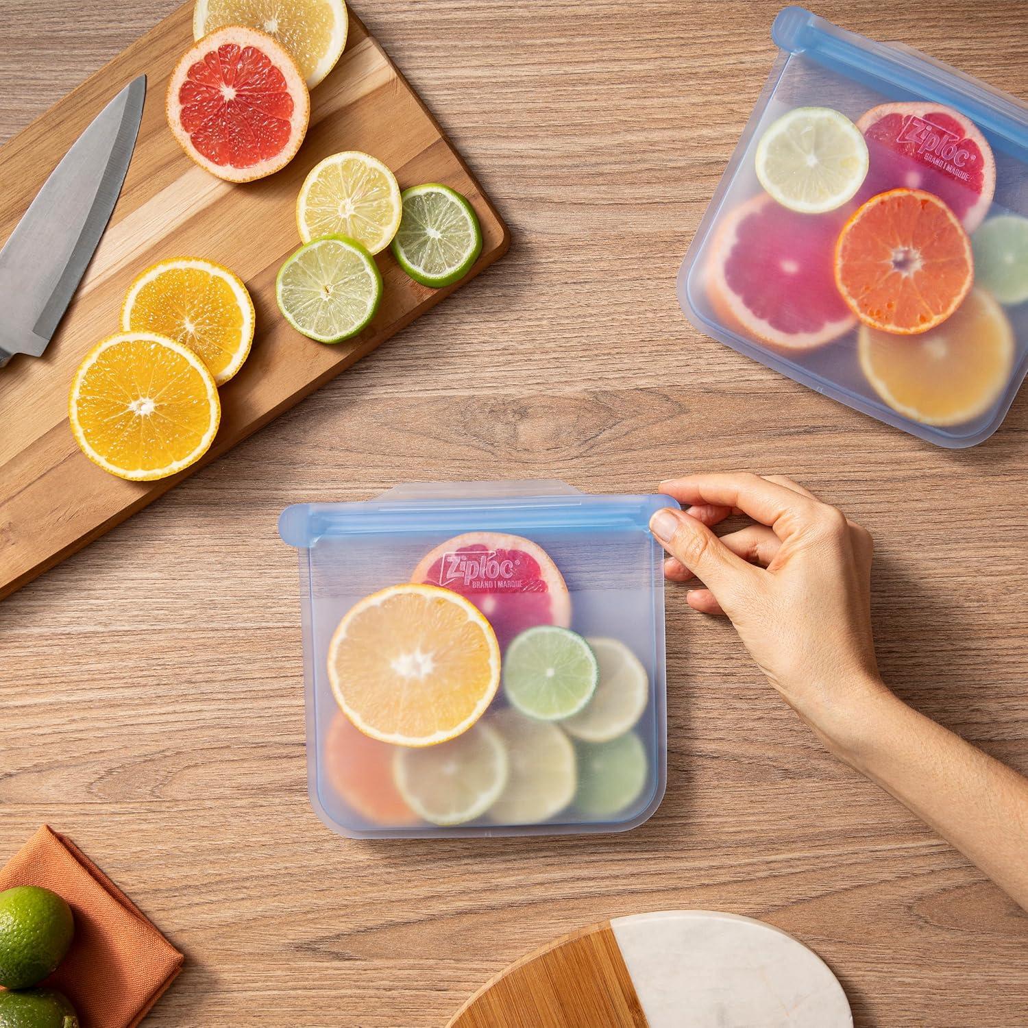 Paquete de Bolsas y Contenedores Ziploc de Silicona Reutilizables