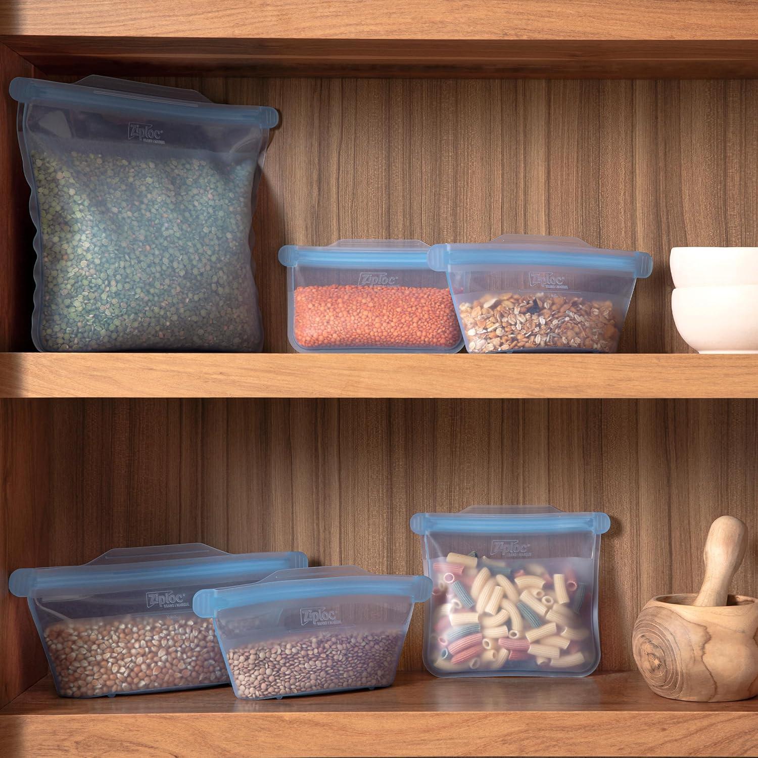 Paquete de Bolsas y Contenedores Ziploc de Silicona Reutilizables