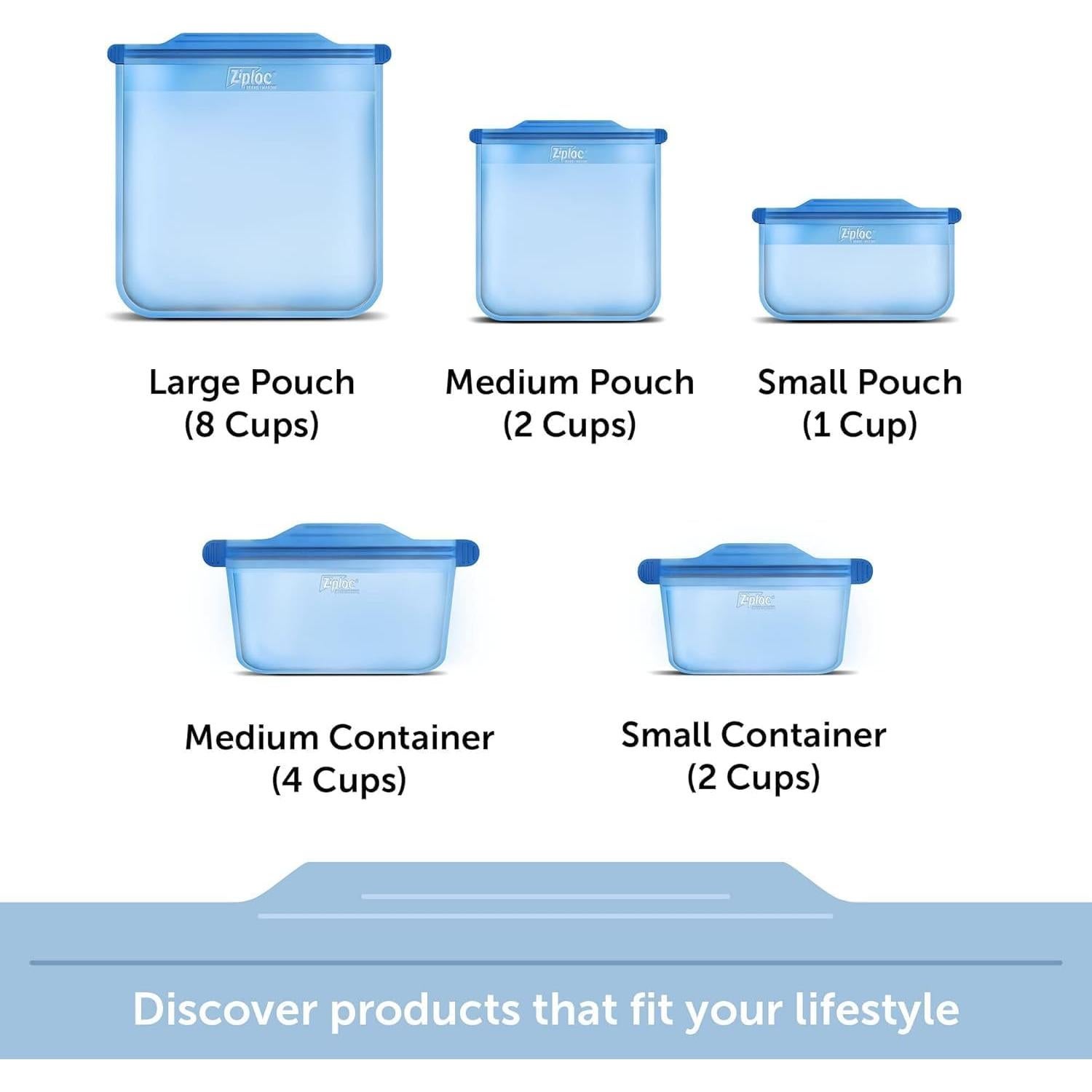 Bolsa Mediana Ziploc Endurables de Silicona Reutilizable 946ml