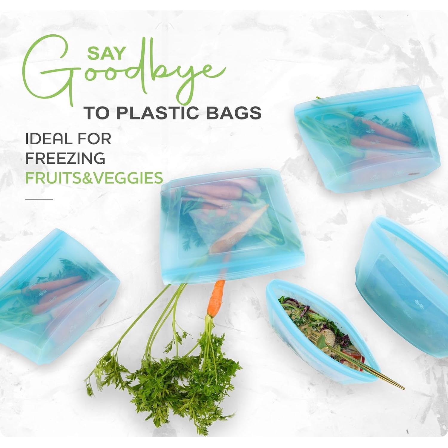 Bolsa de Almacenamiento de Alimentos Silicona Reutilizable ZIP STANDING - 6 Piezas