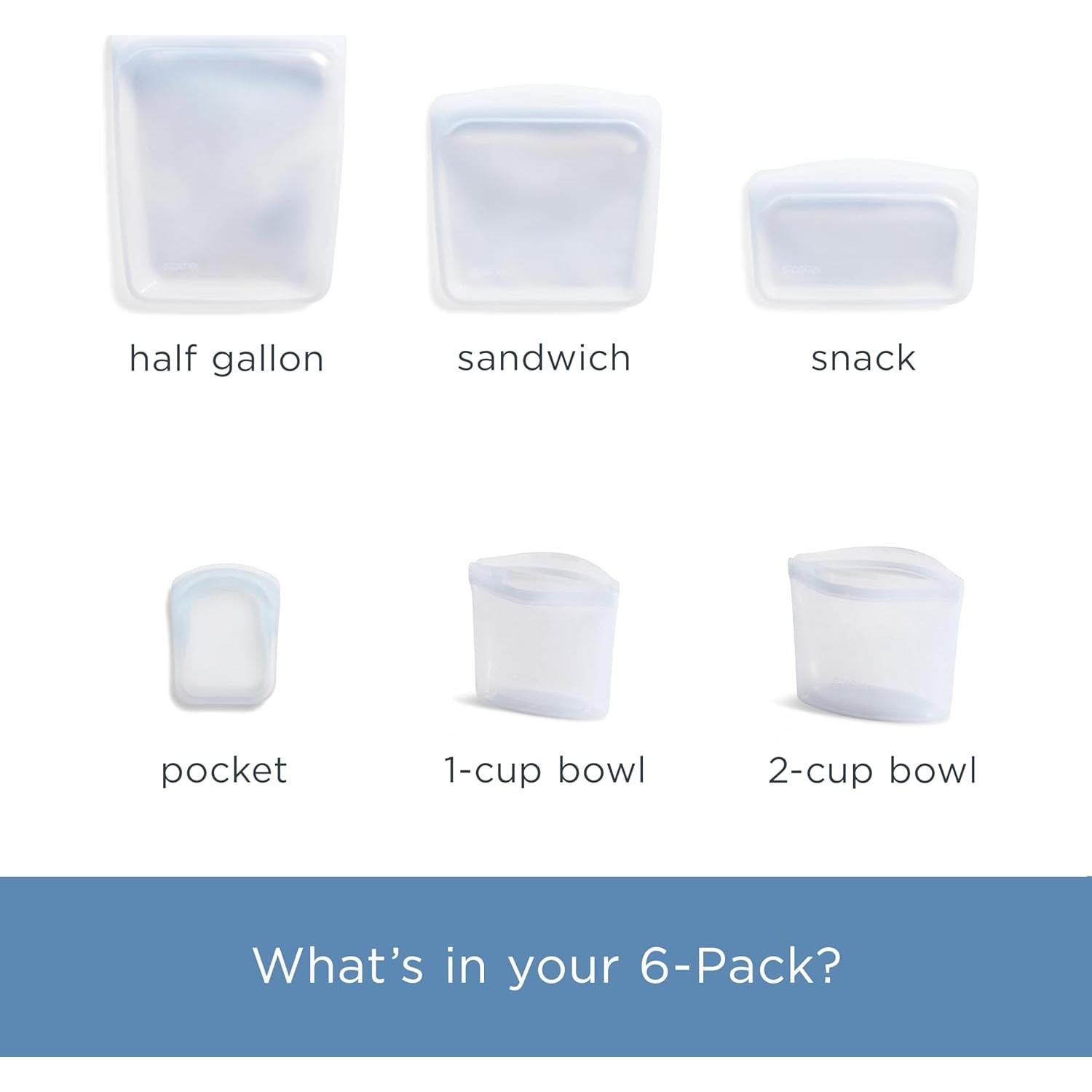 Bolsas de Almacenamiento de Alimentos Stasher 6 Piezas Silicona