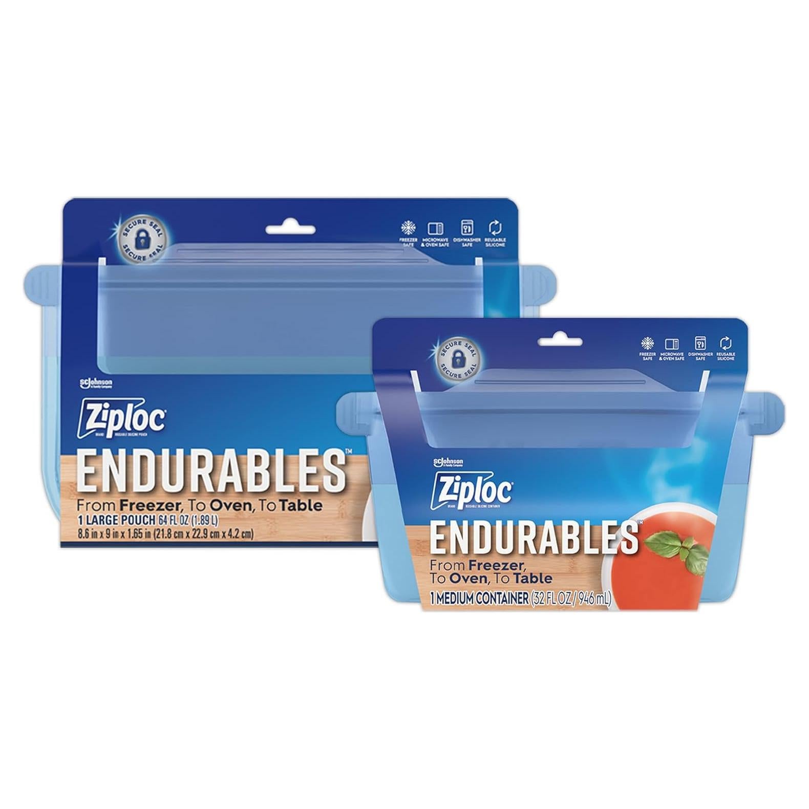 Bolsas Ziploc Endurables Grandes y Contenedor Mediano Silicona