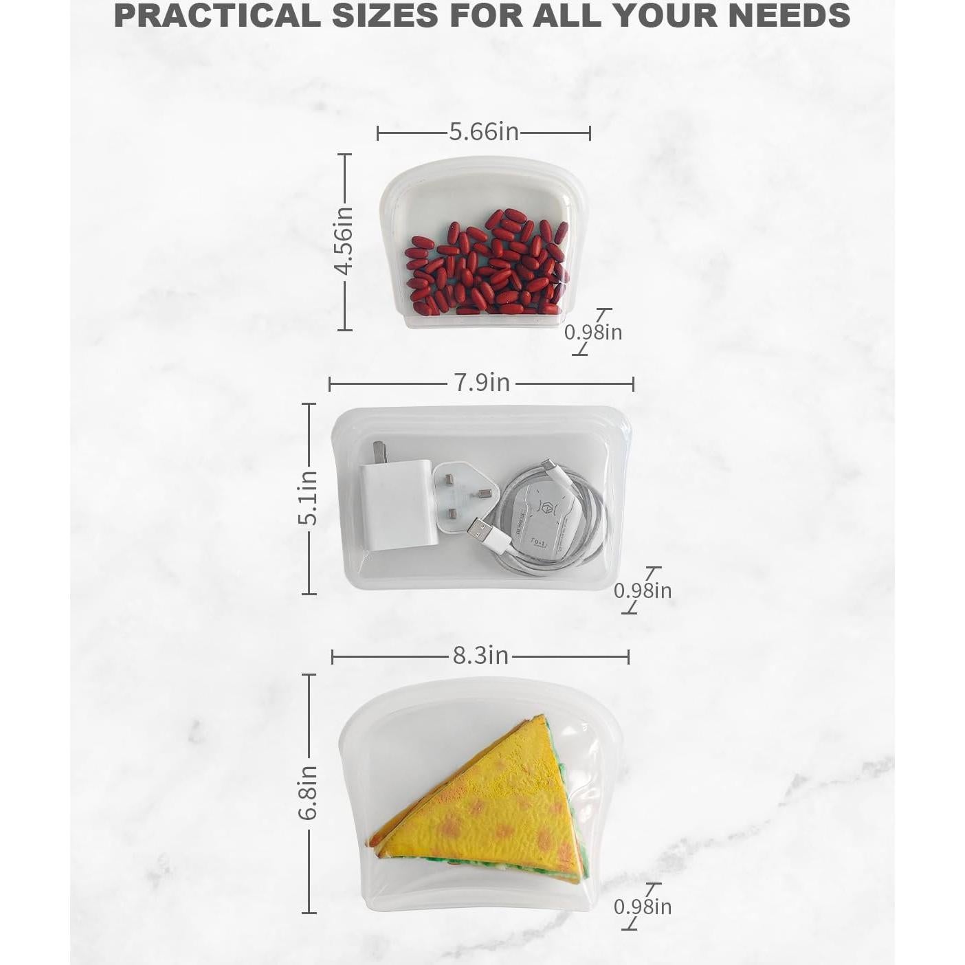 Bolsas de Silicona Reutilizables DGitaor 8 Piezas 414ml y 828ml