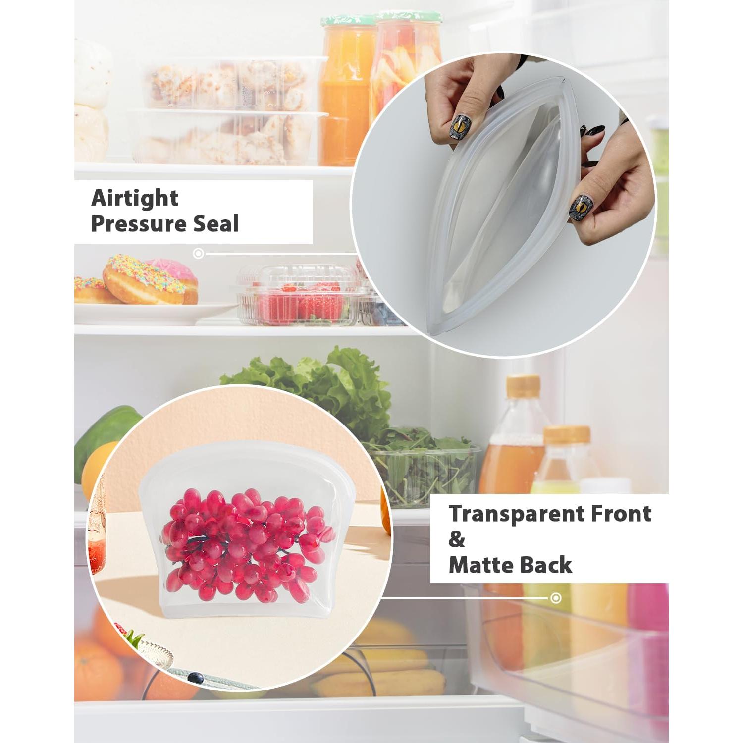 Bolsas de Silicona Reutilizables DGitaor 8 Piezas 414ml y 828ml