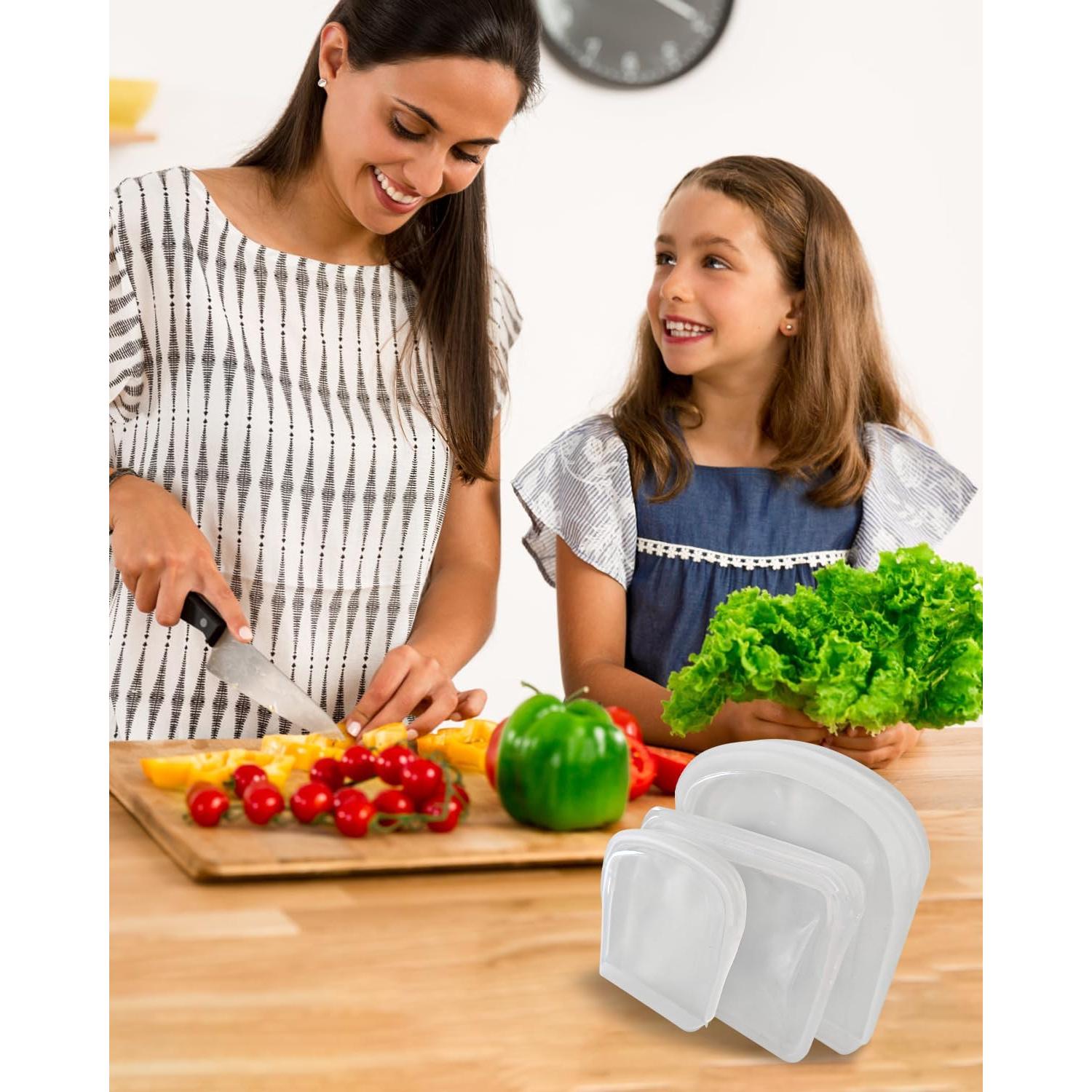 Bolsas de Silicona Reutilizables DGitaor 8 Piezas 414ml y 828ml