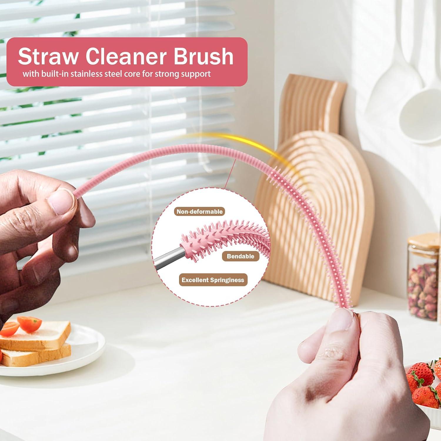 Set de 2 Cepillos Limpiadores de Pajitas Cabipeove 25cm Rosa