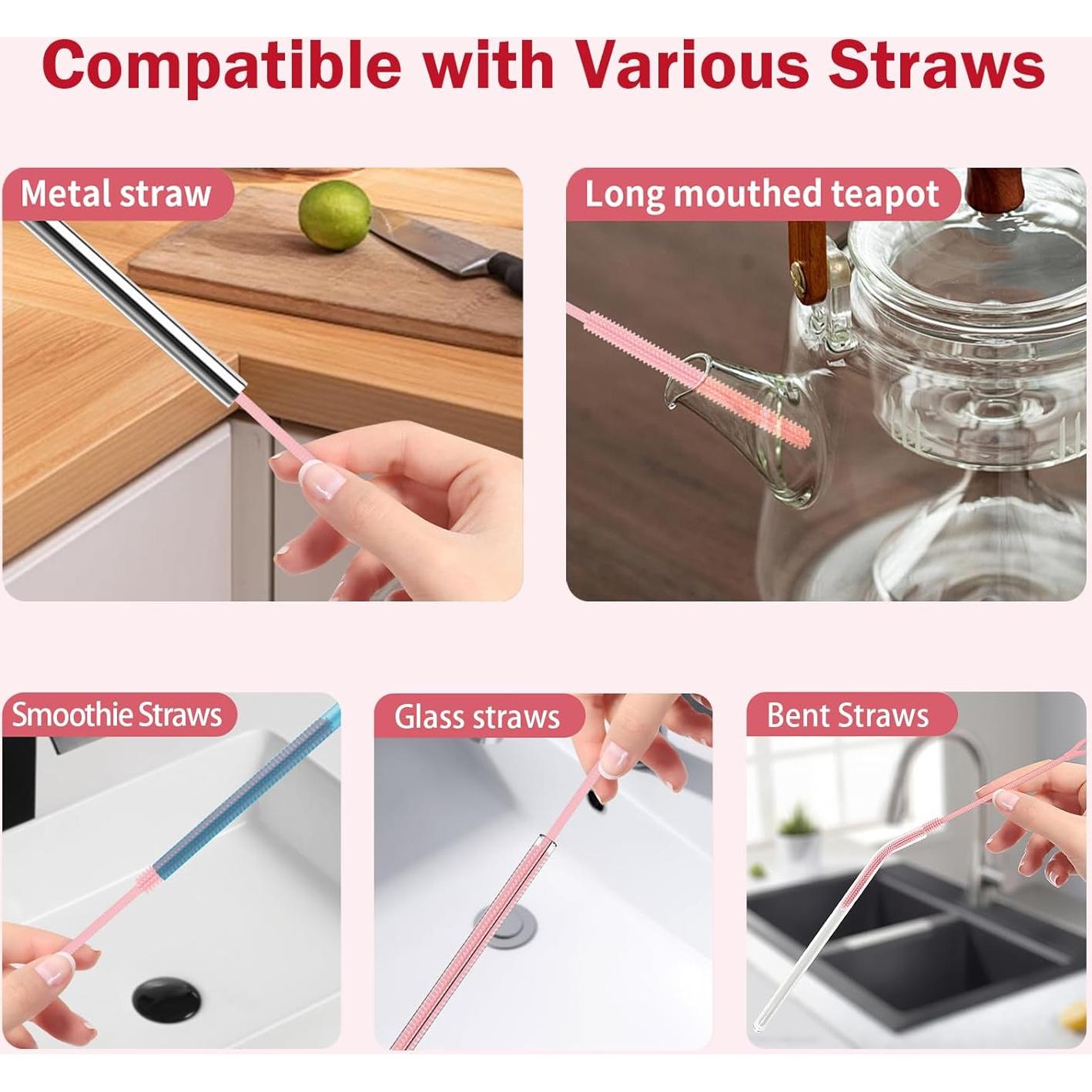 Set de 2 Cepillos Limpiadores de Pajitas Cabipeove 25cm Rosa