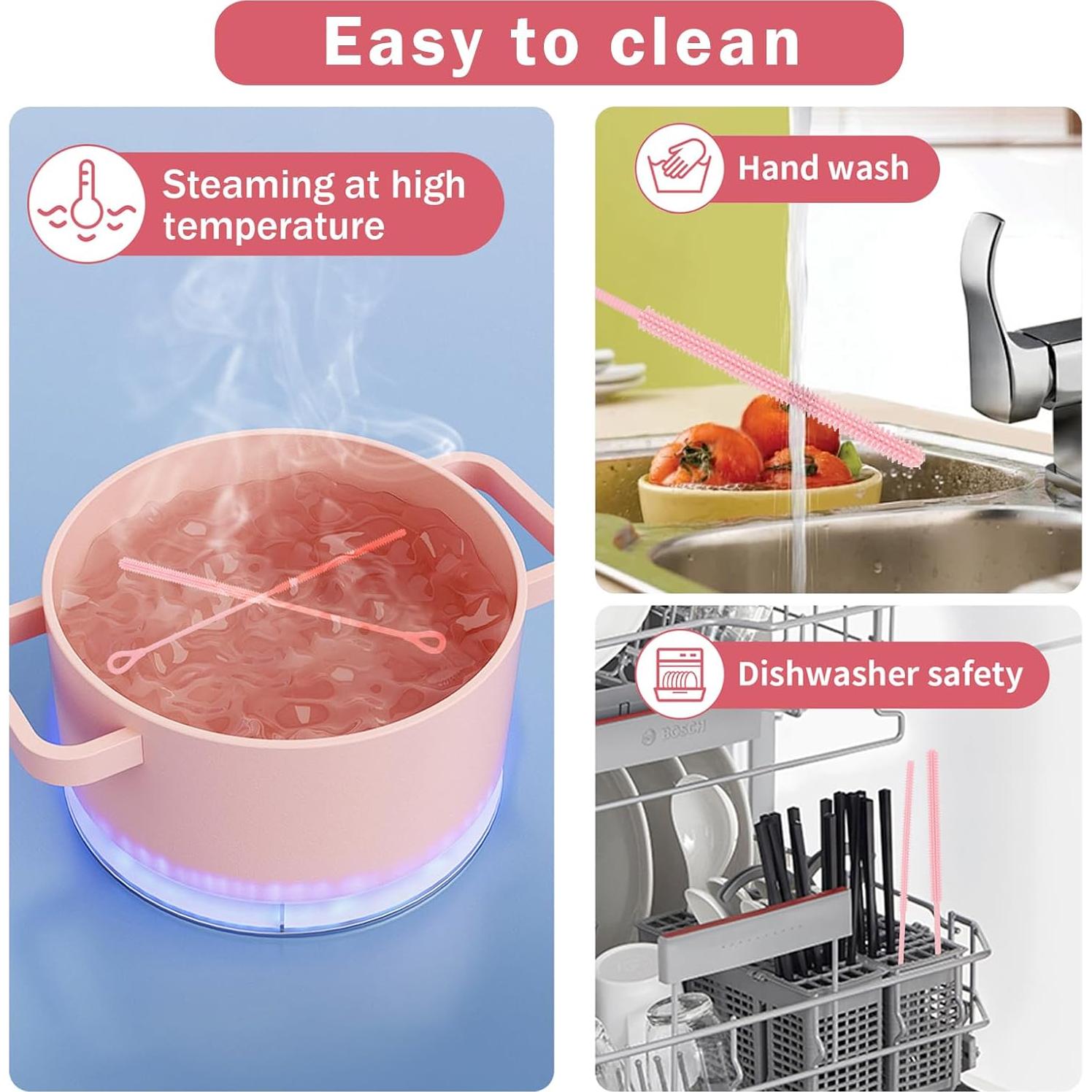 Set de 2 Cepillos Limpiadores de Pajitas Cabipeove 25cm Rosa