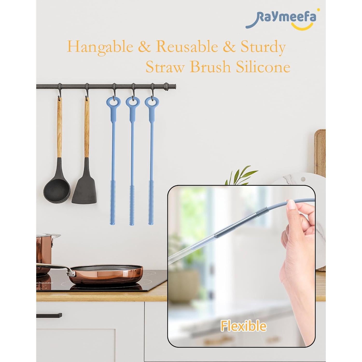 Cepillo Limpiador de Popotes Raymeefa 25.4 cm Silicona Azul