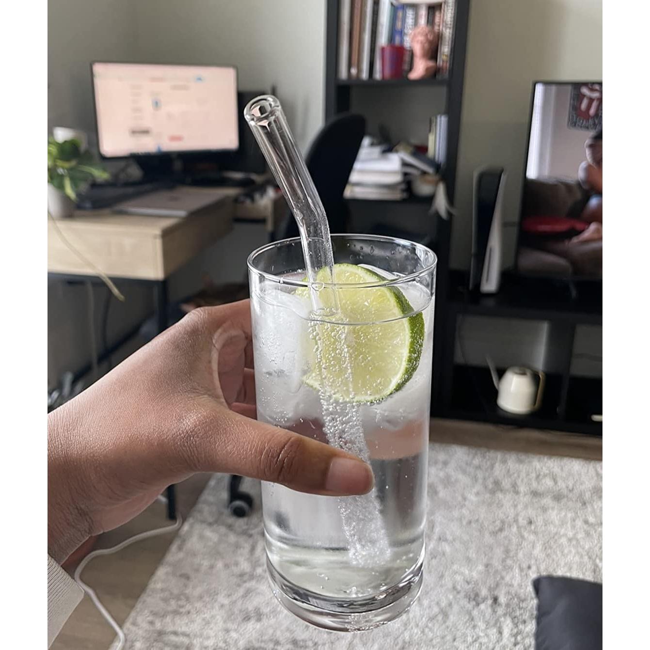 Set de Popotes de Vidrio Reutilizables Piteno 16 Piezas 215mm