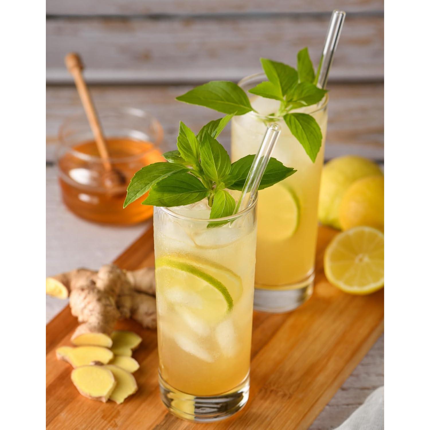 Set de Popotes de Vidrio Reutilizables Piteno 16 Piezas 215mm