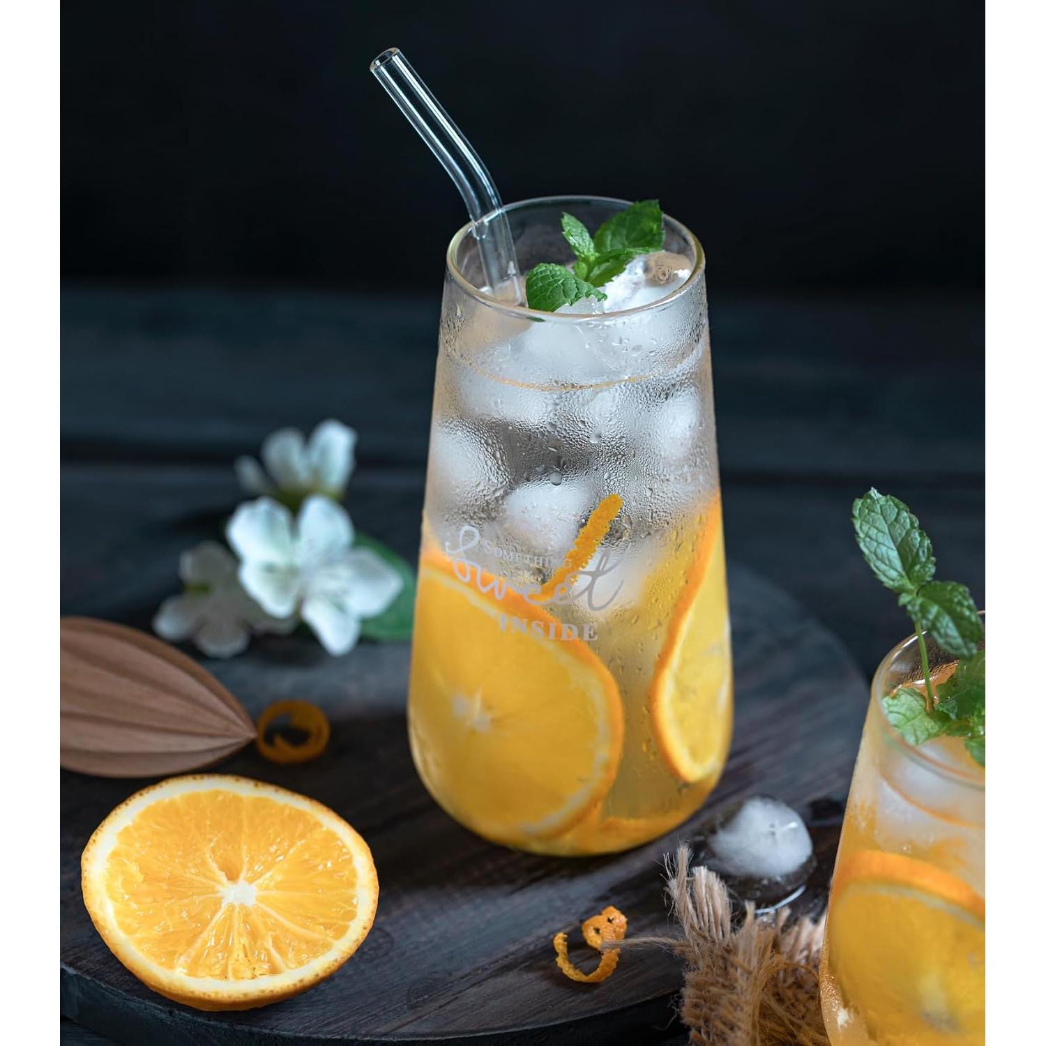 Set de Popotes de Vidrio Reutilizables Piteno 16 Piezas 215mm