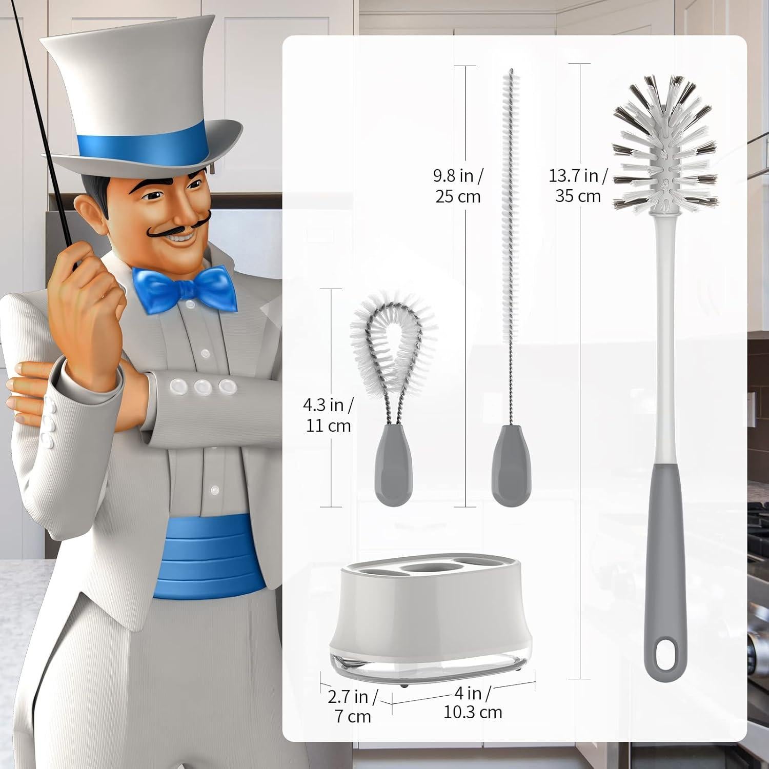 Juego de cepillos de limpieza MR.SIGA para botellas y biberones