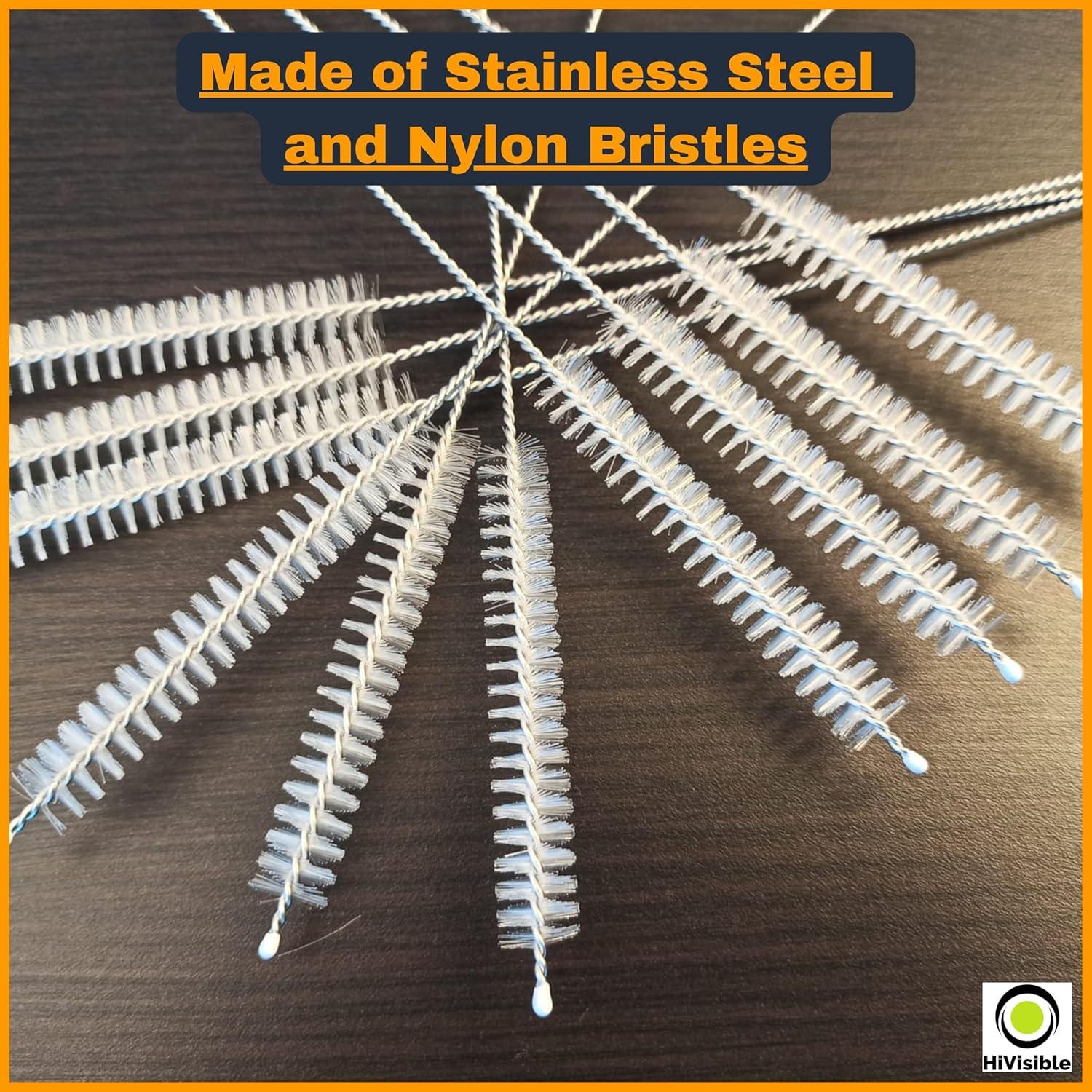 Juego de 10 Cepillos Limpiadores de Popotes HiVisible - Acero Inoxidable