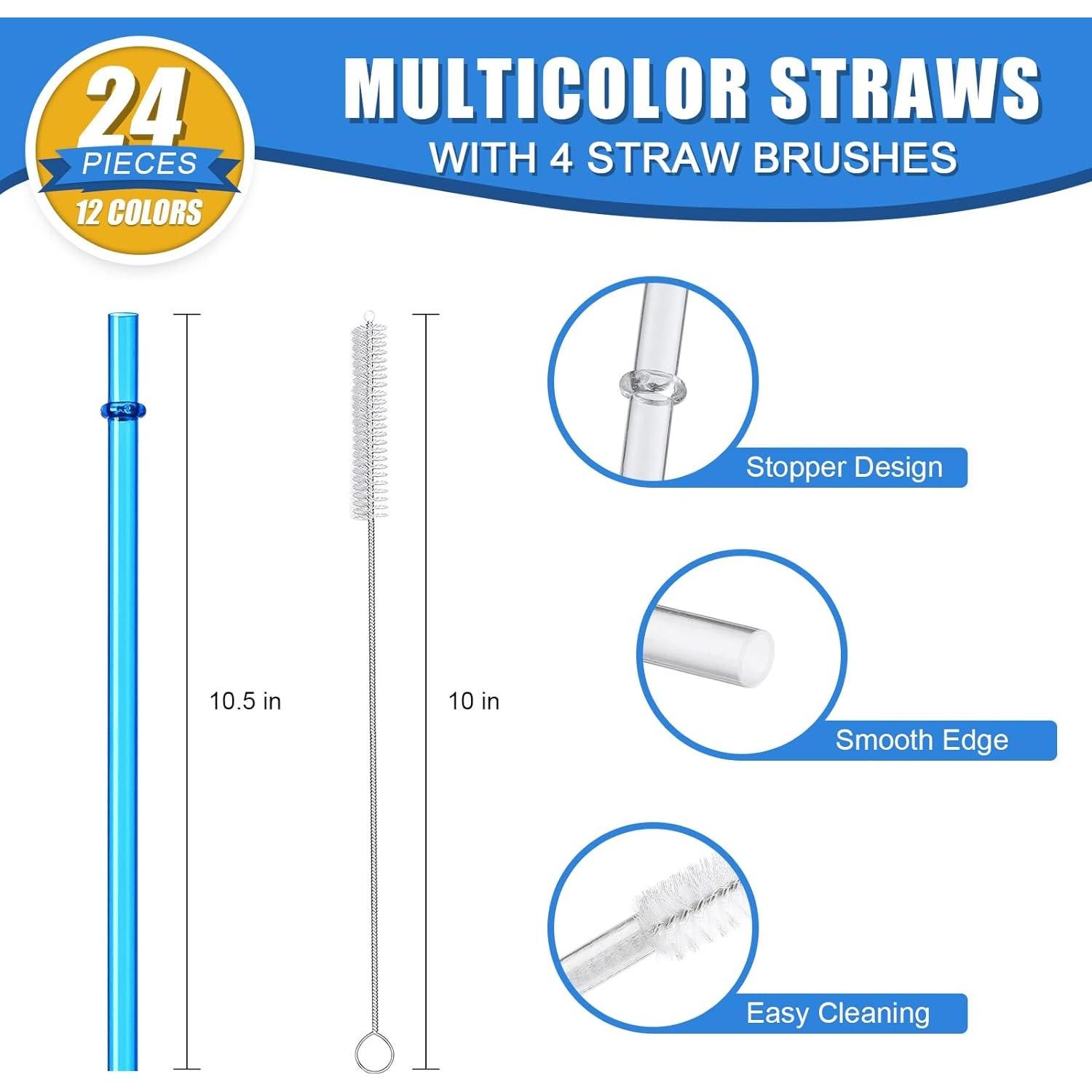 24 Pajitas Reutilizables VITEVER 26.67 cm Multicolor con Cepillos