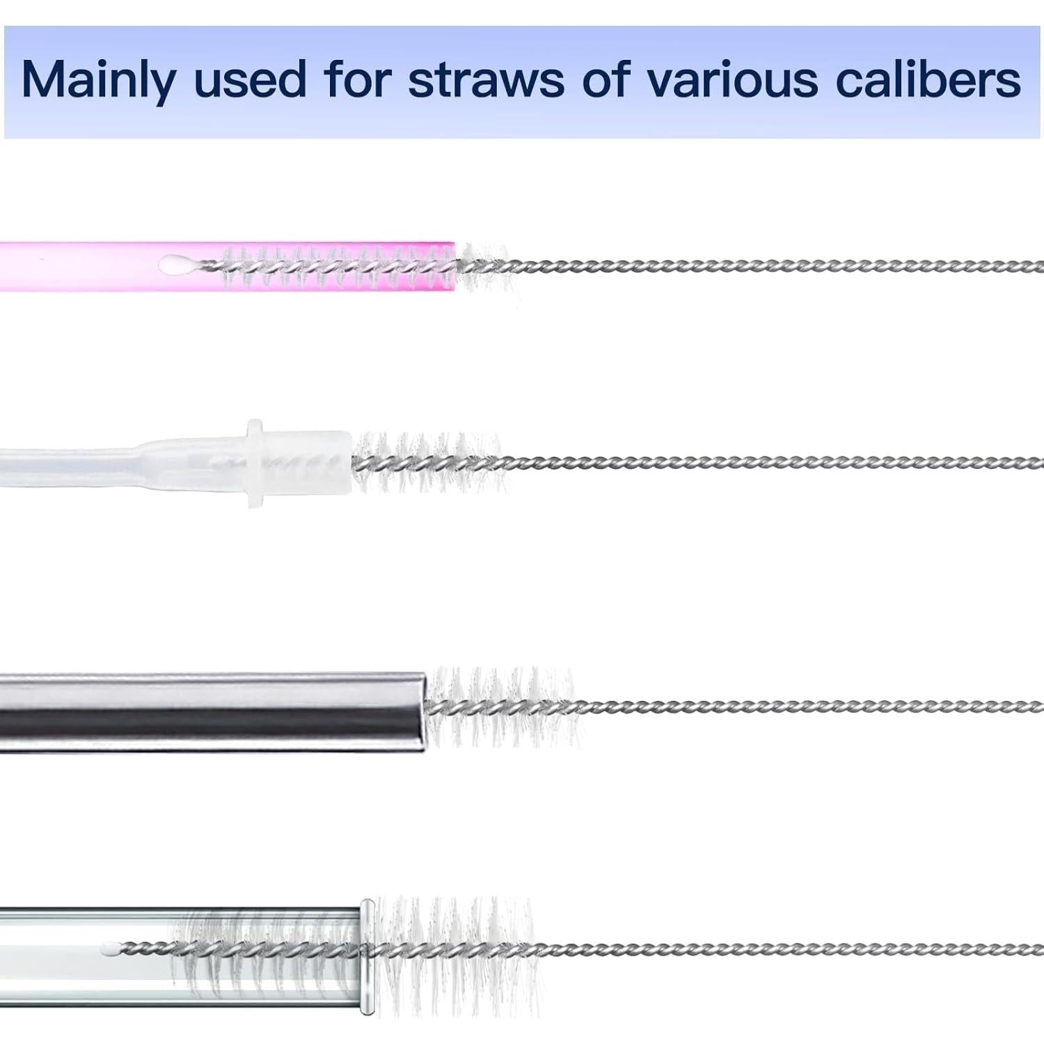 Straw Cleaner Brush Kit, 13.8" H x 0.31" W， Long Pipe Cleaning Brush ，for Straws on Tumbler, Water Bottle, Sippy Cup, and Pipes (2 Pack)