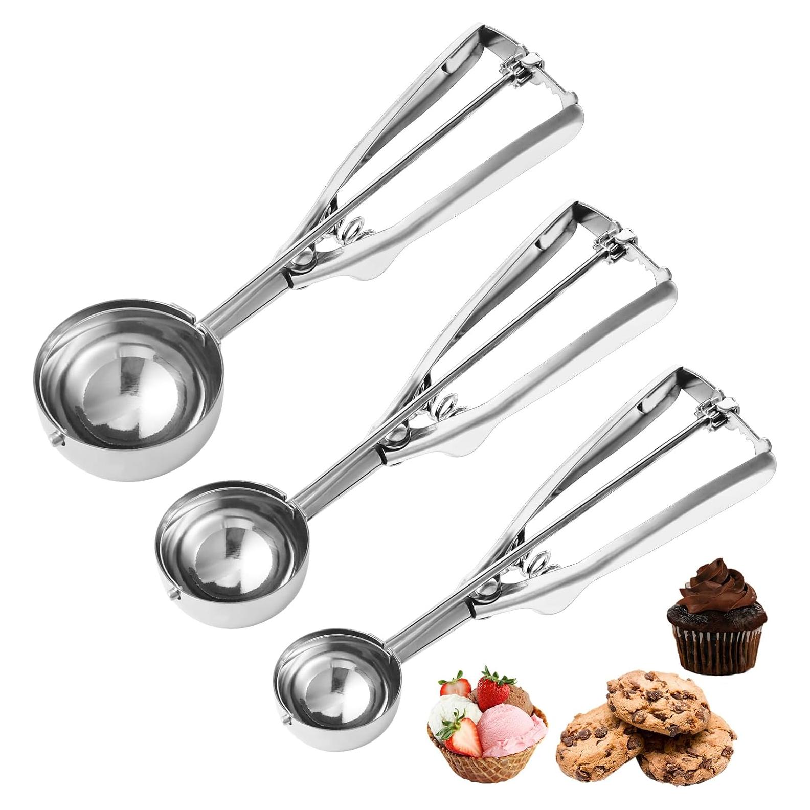 Juego de Cucharones para Galletas LifHap - Acero Inoxidable 3 Pzs
