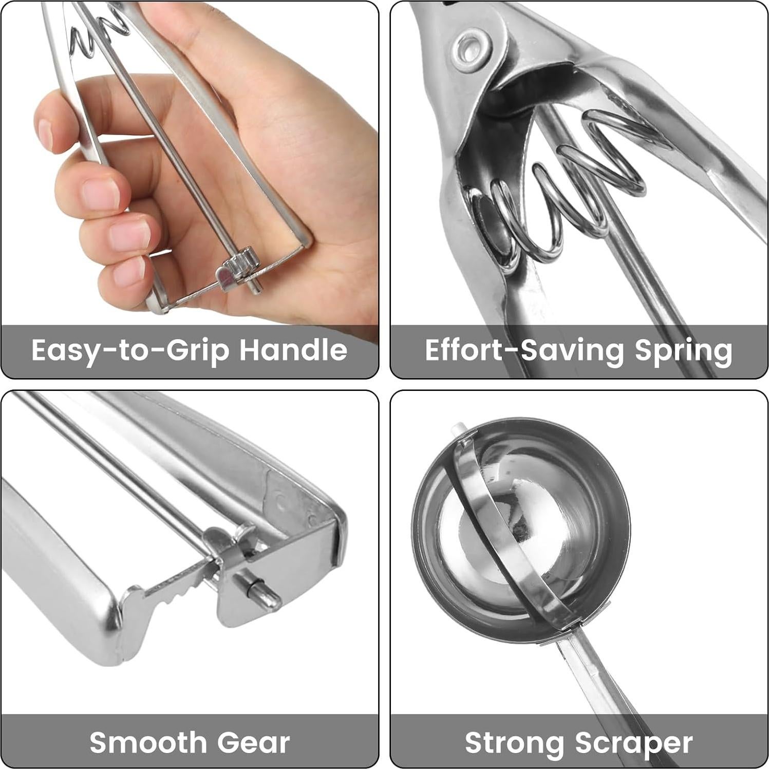 Juego de Cucharones para Galletas LifHap - Acero Inoxidable 3 Pzs