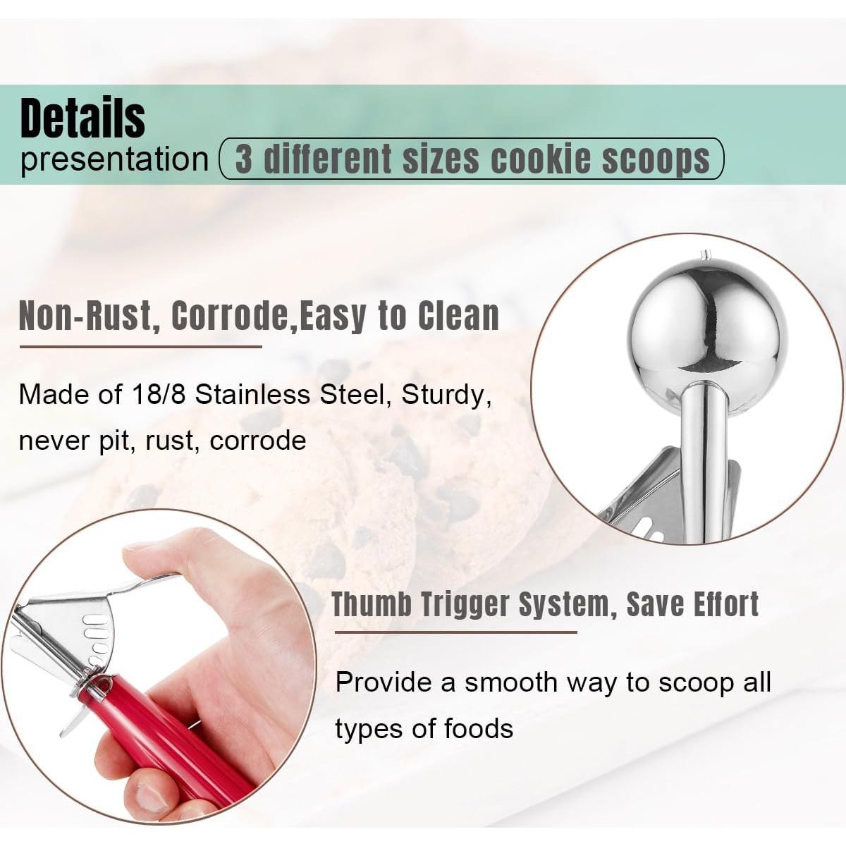 Juego de cucharas para galletas Todeu 3 tamaños acero inoxidable