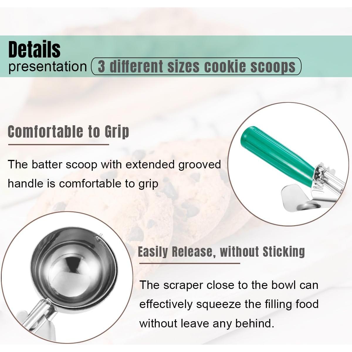 Juego de cucharas para galletas Todeu 3 tamaños acero inoxidable