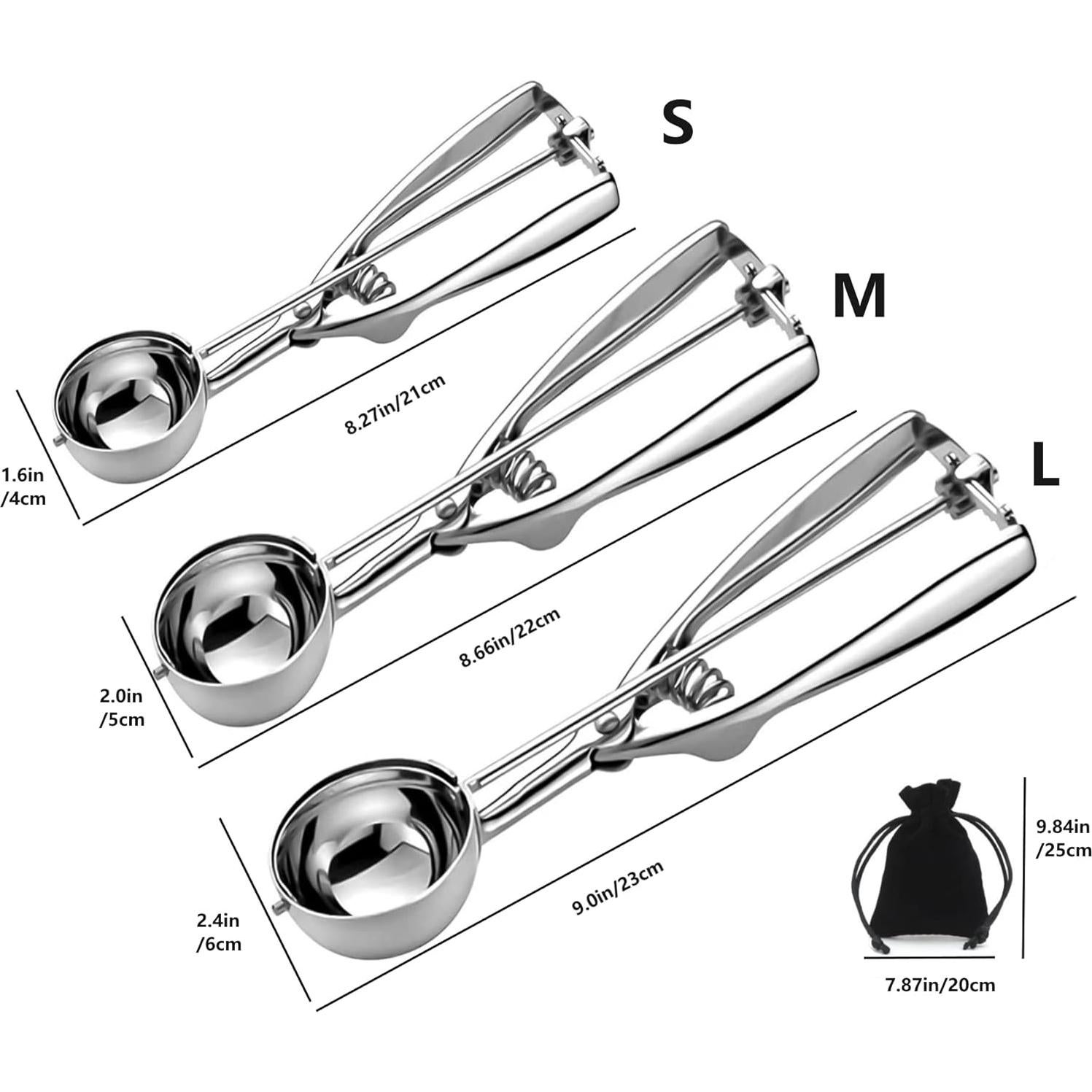 Set de 3 Cucharones de Helado OTEHETOT Acero Inoxidable