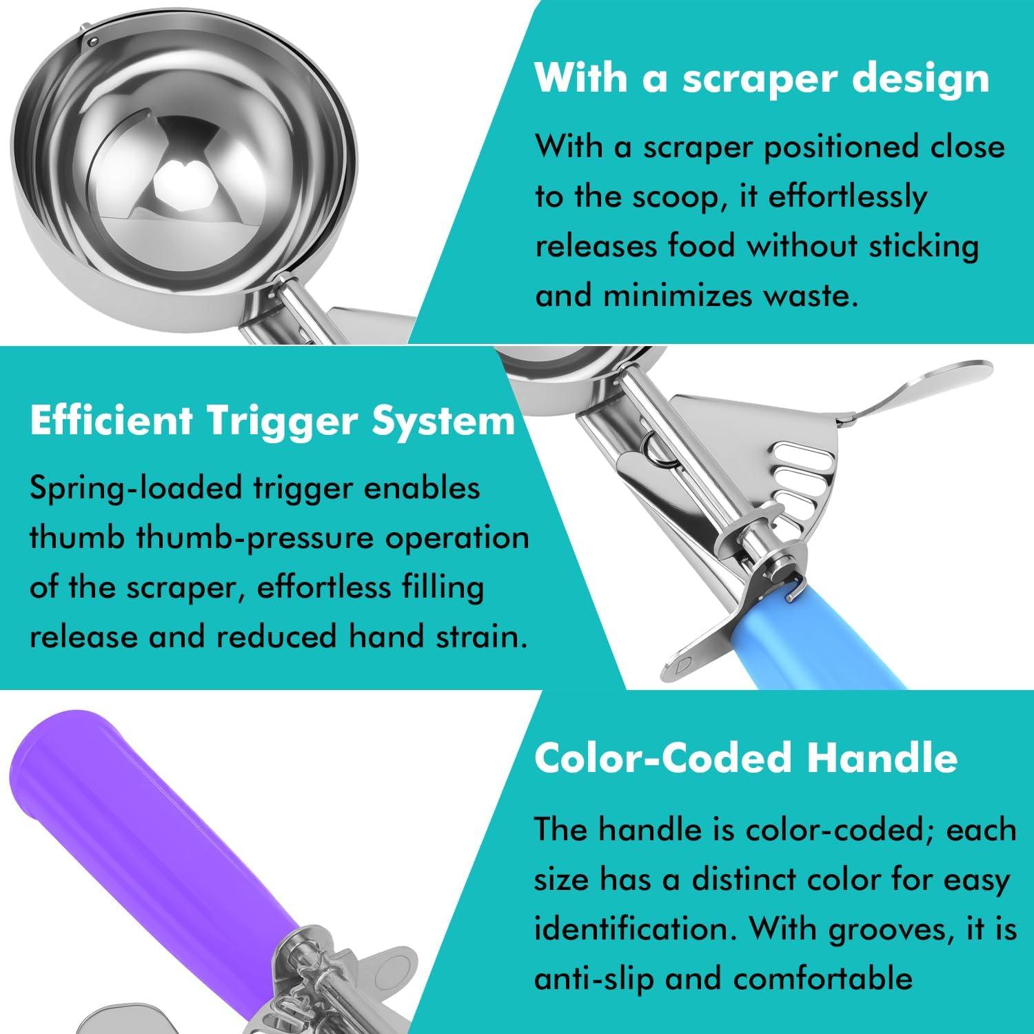 Juego de cucharas dosificadoras JUNADAEL - 3 tamaños 34g, 57g, 113g