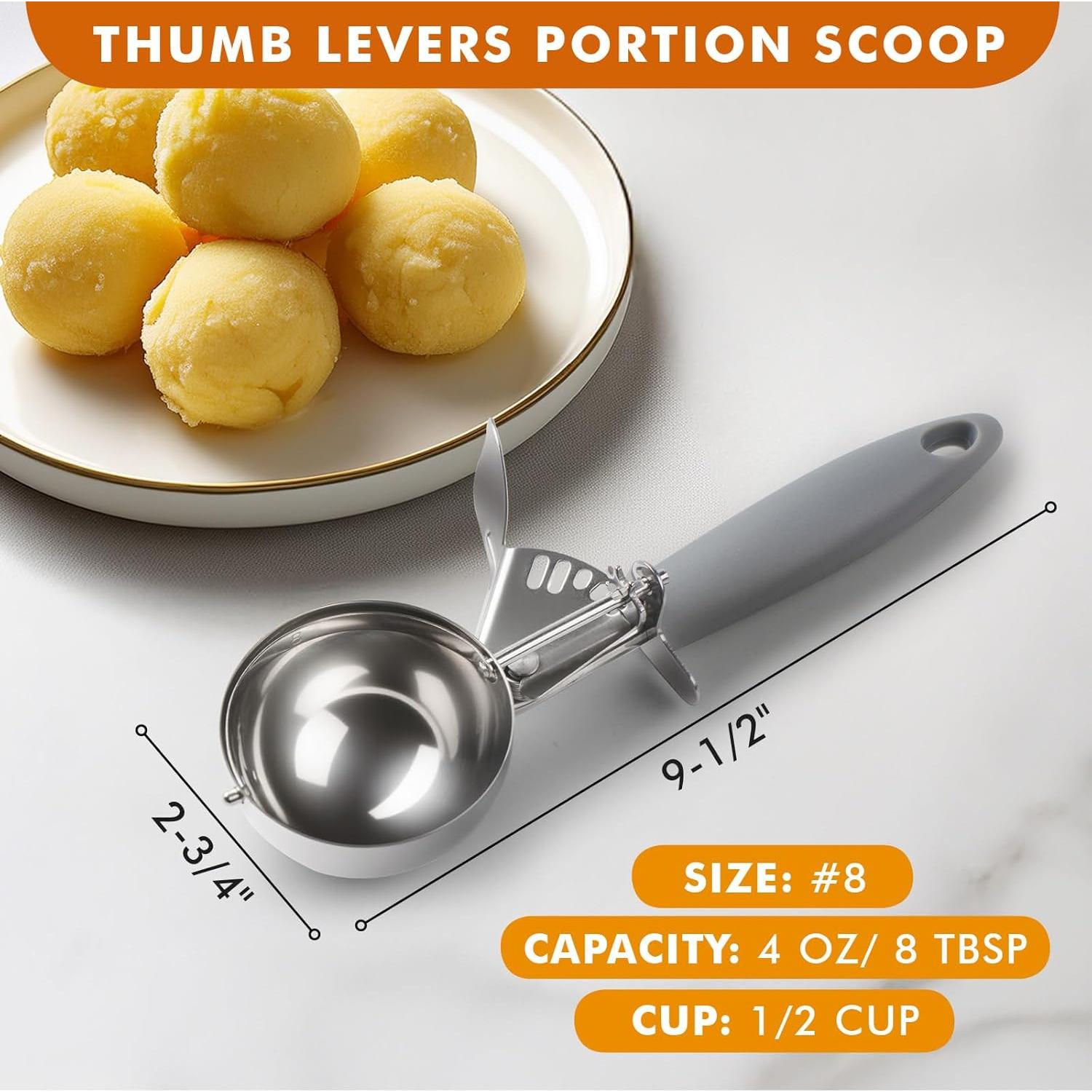 Cucharón Disher #8 H-Min 4 OZ Acero Inoxidable Mango Gris