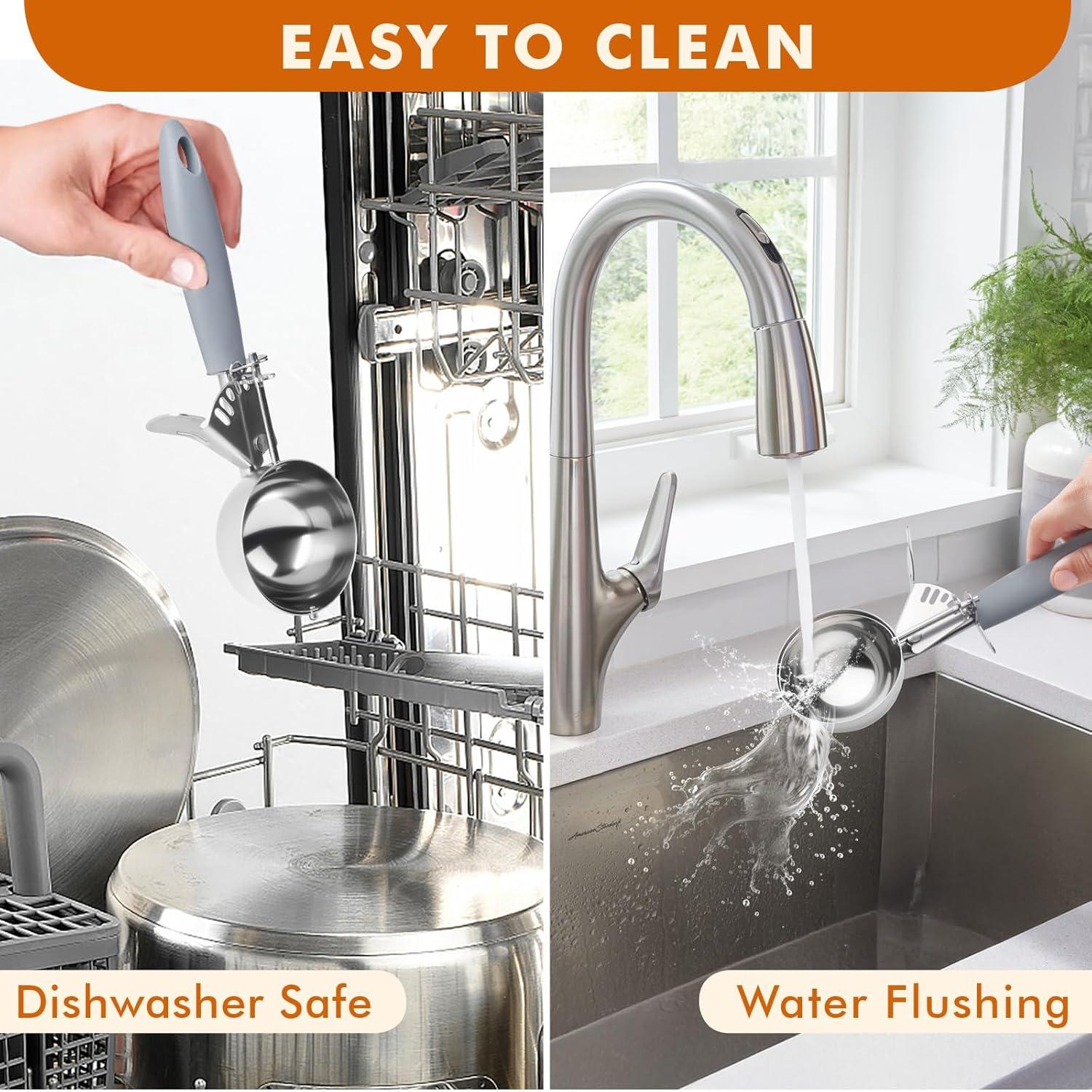 Cucharón Disher #8 H-Min 4 OZ Acero Inoxidable Mango Gris