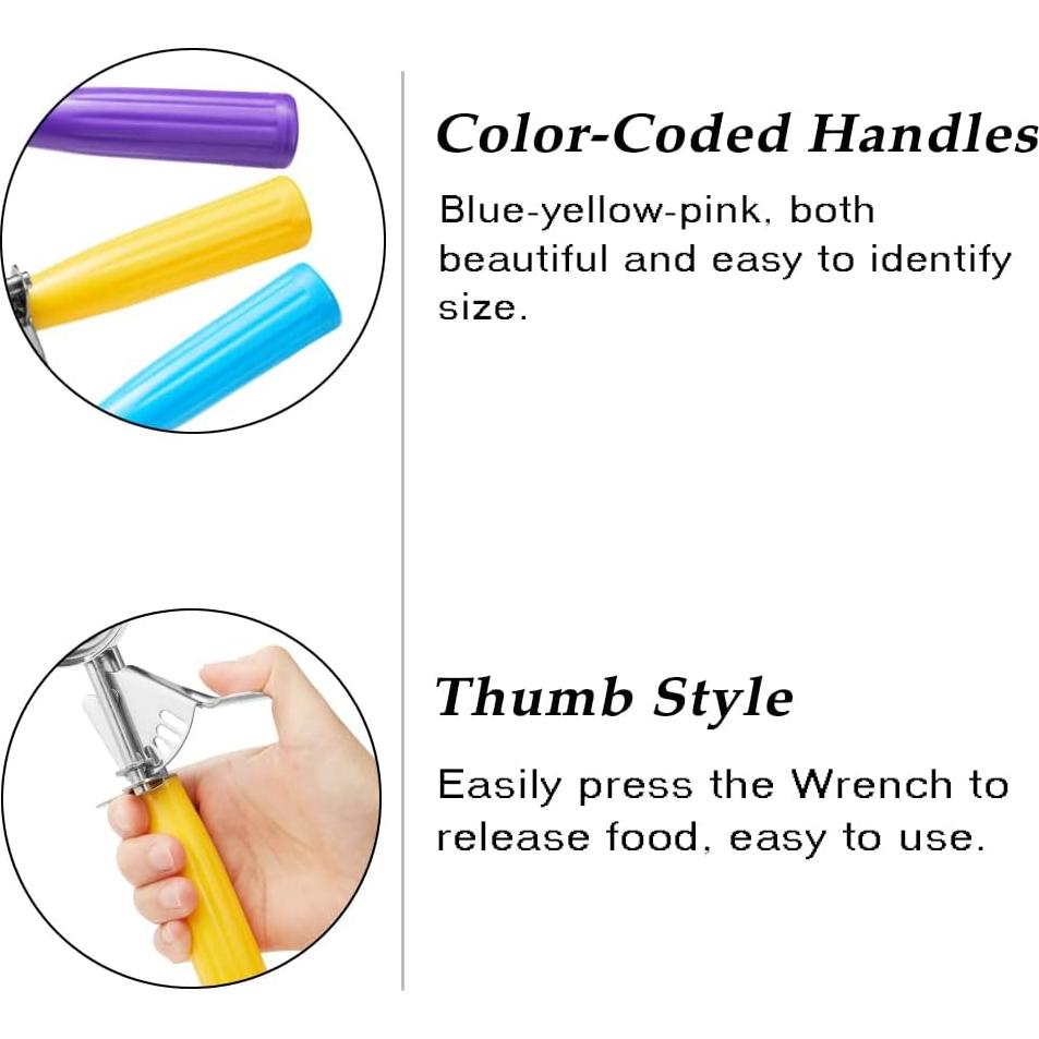 Juego de cucharas para helado Taumin 3 PCS #16 #20 #30