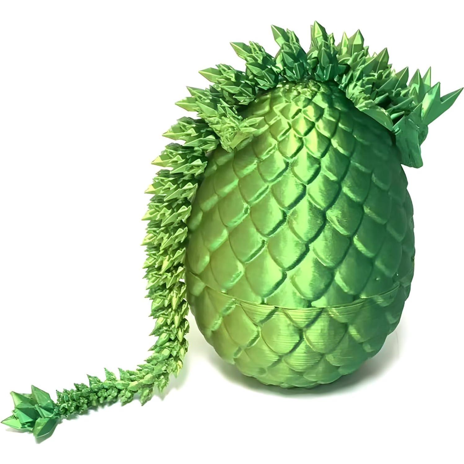 Huevo Dragón 3D Zobetro Amarillo y Verde Decorativo
