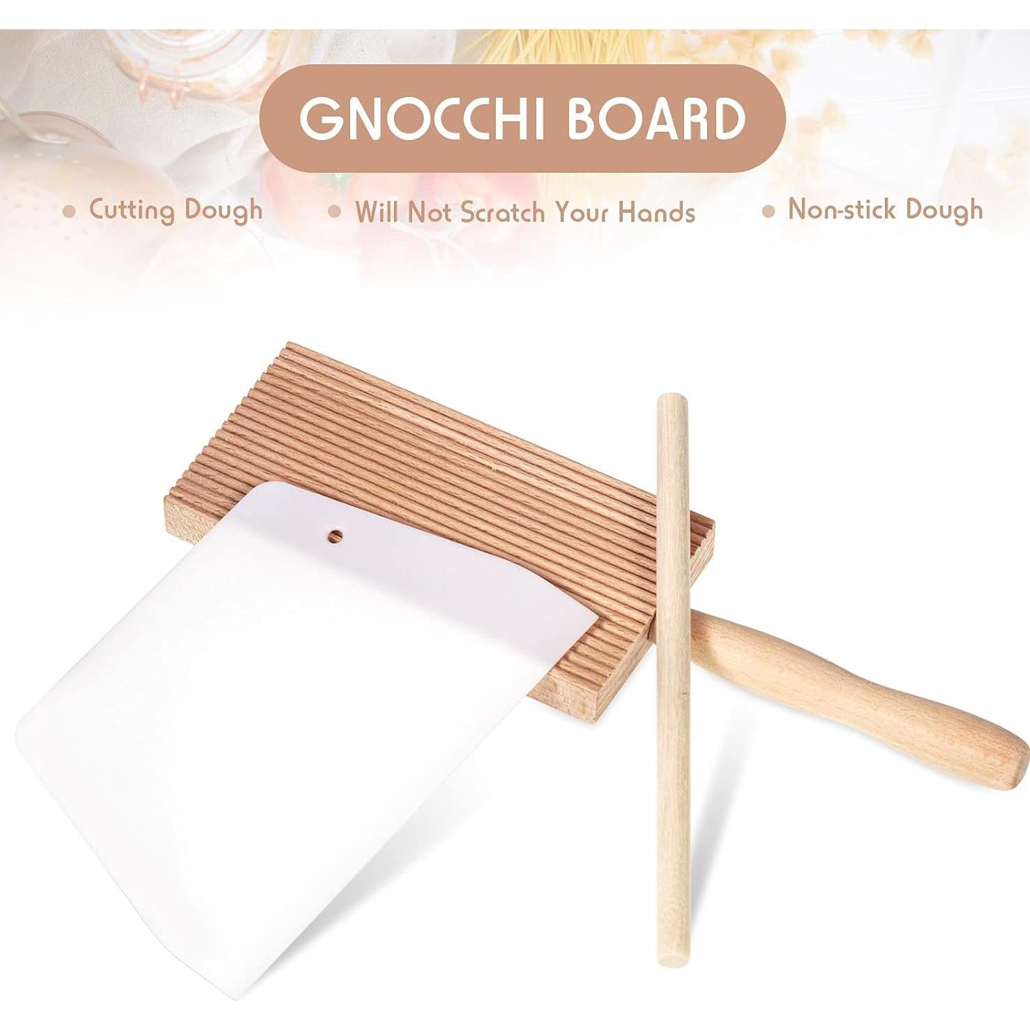 Juego de 4 Piezas para Gnocchi Patelai - Prensa, Rodillo, Paleta y Raspador