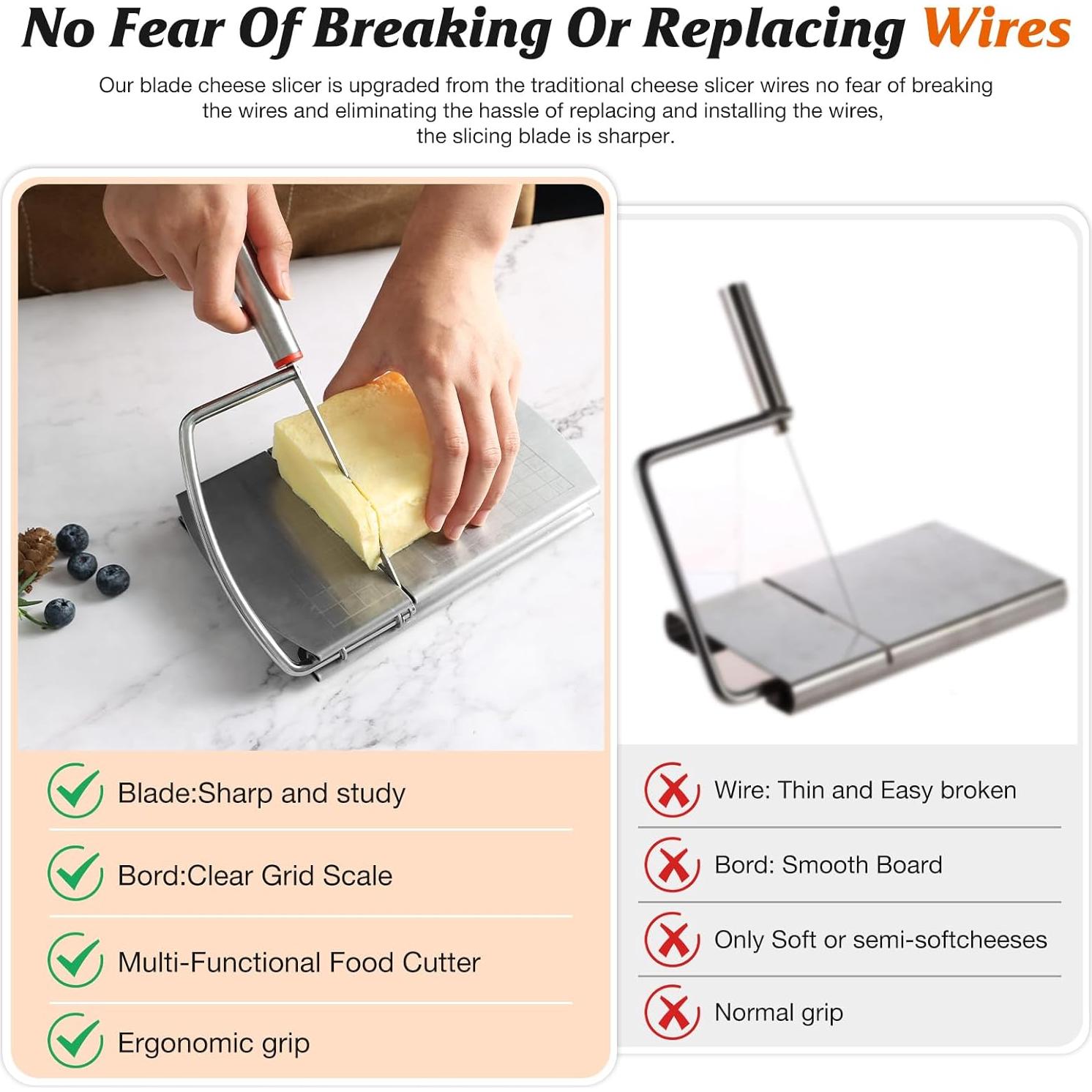 Cortador de Queso DGLOZE con Cuchilla de Acero Inoxidable 10.9 cm