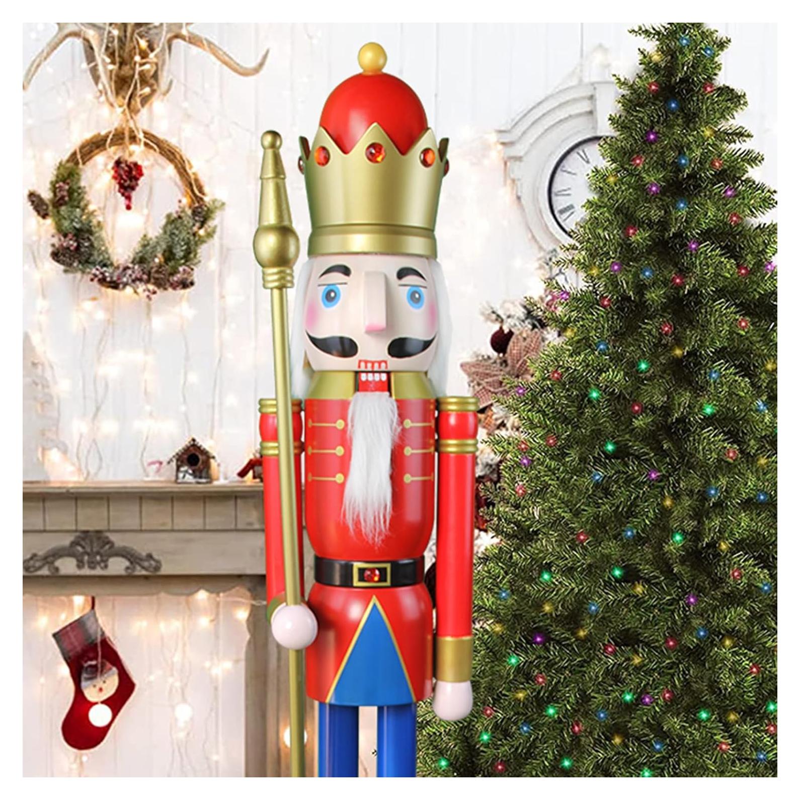 Rey Cascanueces de Madera CDL 4 pies Rojo K08 Decoración