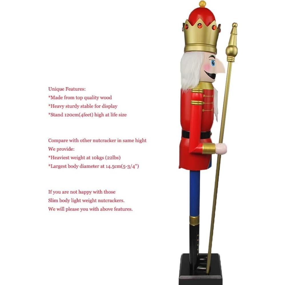 Rey Cascanueces de Madera CDL 4 pies Rojo K08 Decoración