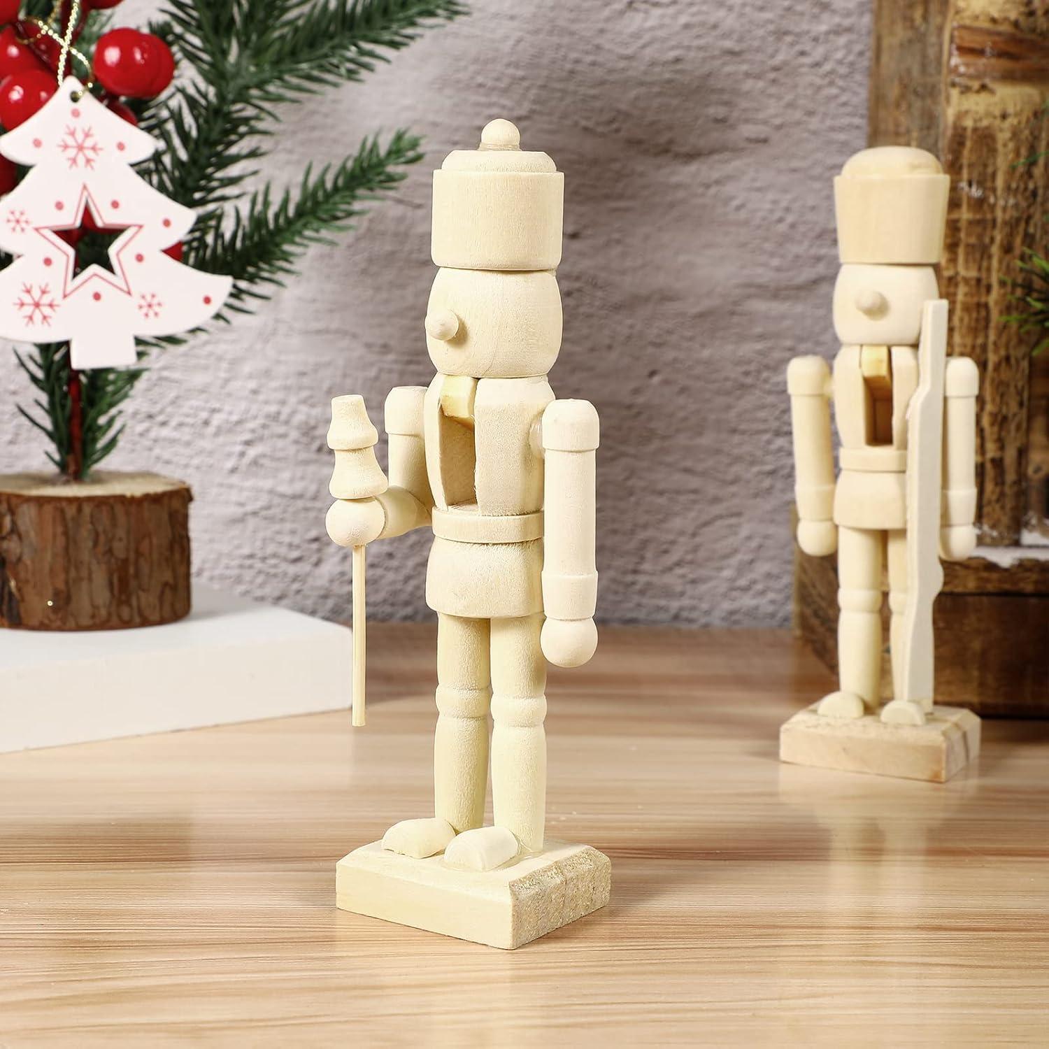 Figuras de Cascanueces de Madera Sin Pintar 12 Pcs 12.7 cm