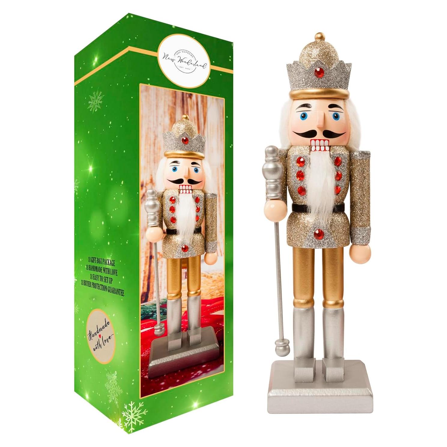 Soldado Cascanueces de Madera Tradicional 25.4 cm Plata