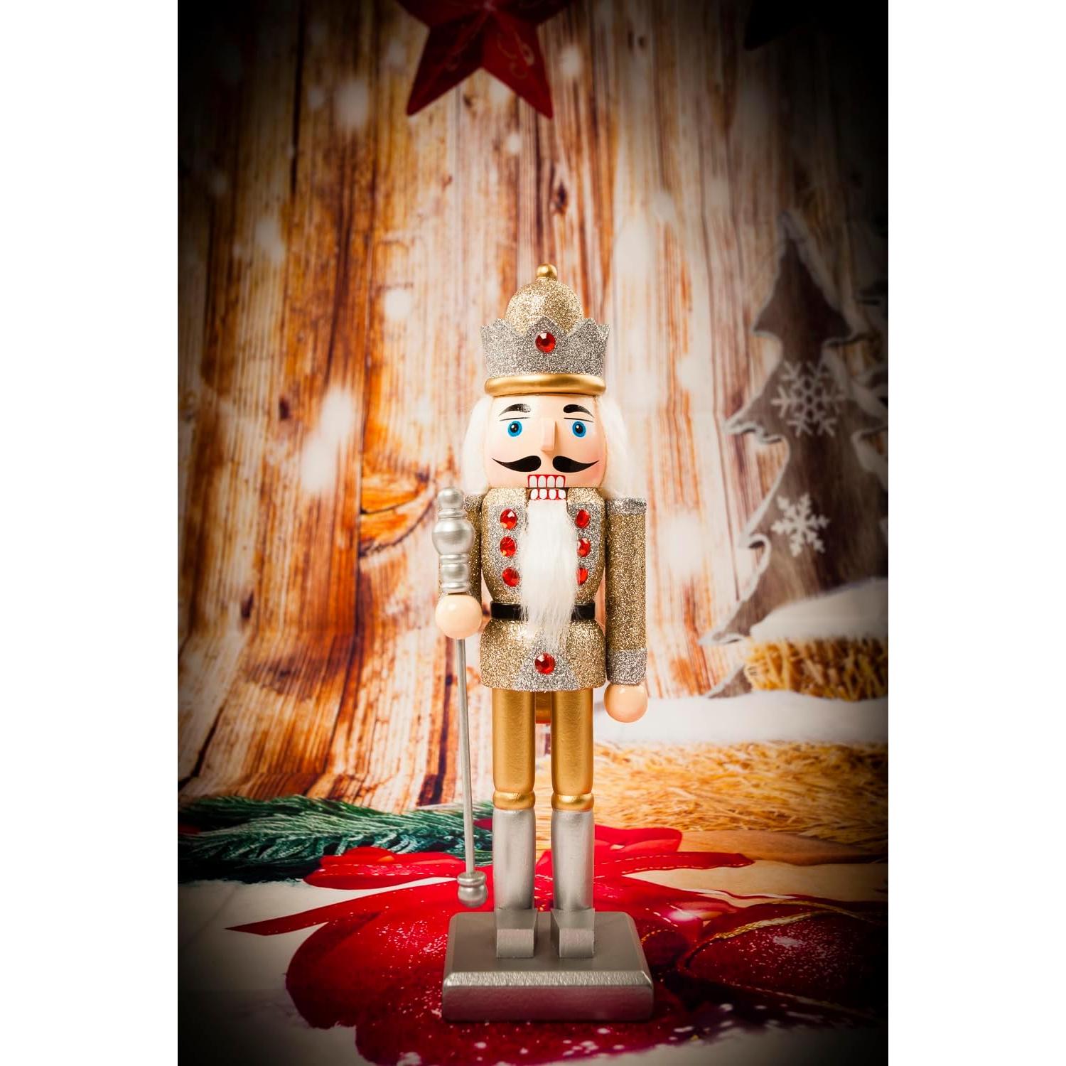 Soldado Cascanueces de Madera Tradicional 25.4 cm Plata