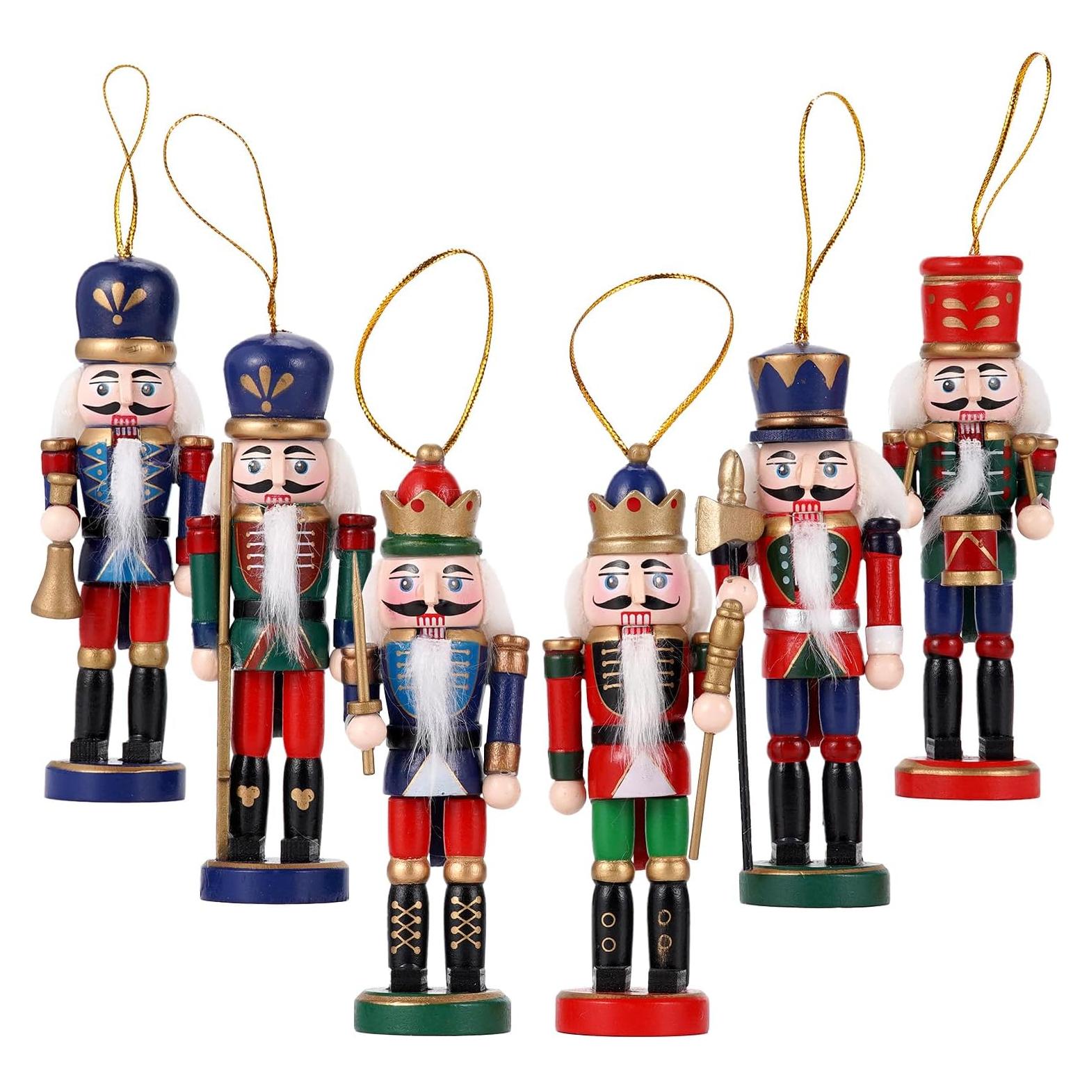 Adornos Navideños Cascanueces de Madera COMBIUBIU - Juego de 6