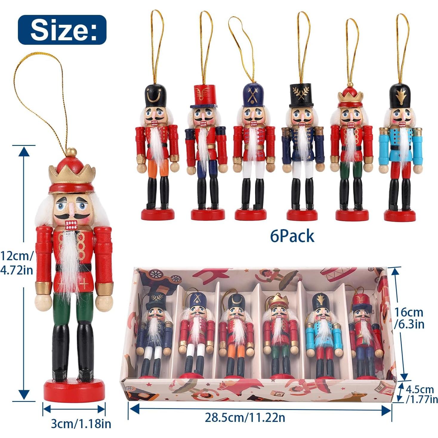 Adornos Navideños Cascanueces de Madera COMBIUBIU - Juego de 6