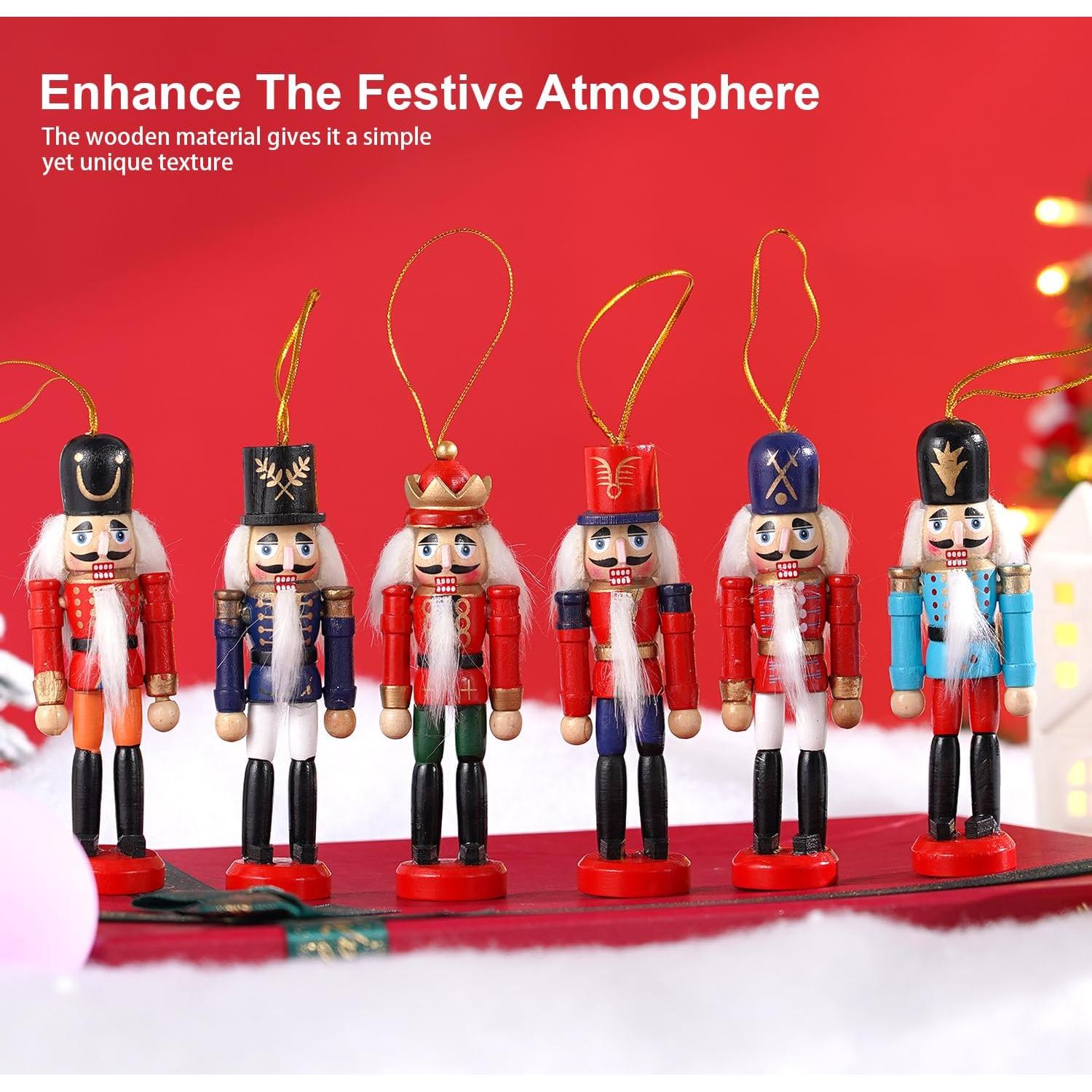 Adornos Navideños Cascanueces de Madera COMBIUBIU - Juego de 6