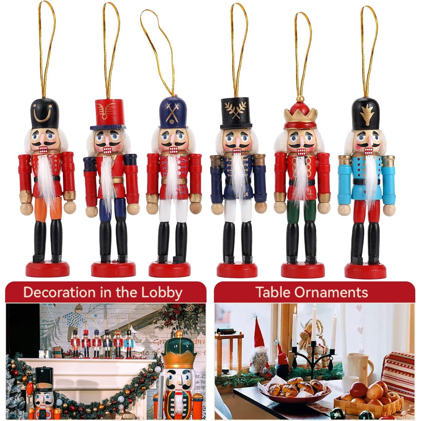 Adornos Navideños Cascanueces de Madera COMBIUBIU - Juego de 6