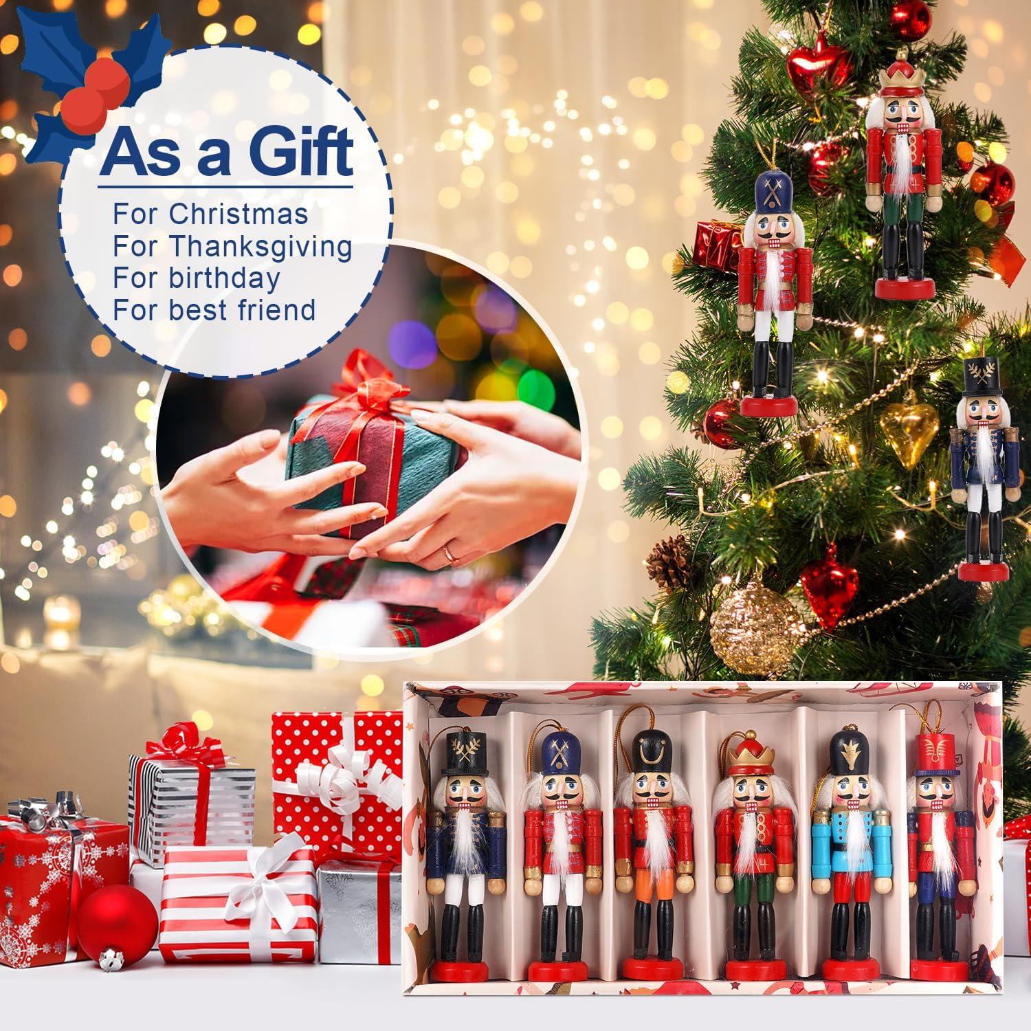 Adornos Navideños Cascanueces de Madera COMBIUBIU - Juego de 6