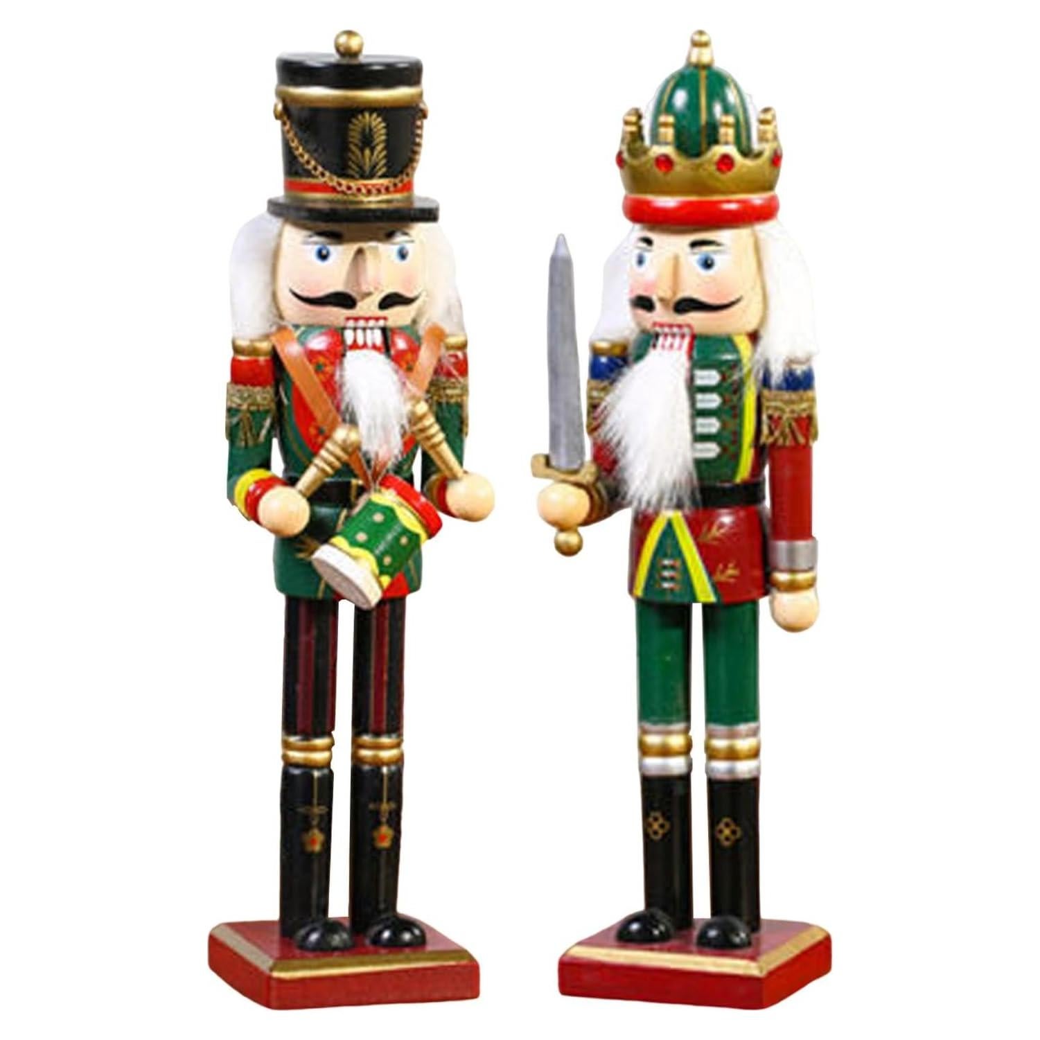 2 Piezas Soldados Cascanueces de Madera 30cm Decoración Navideña