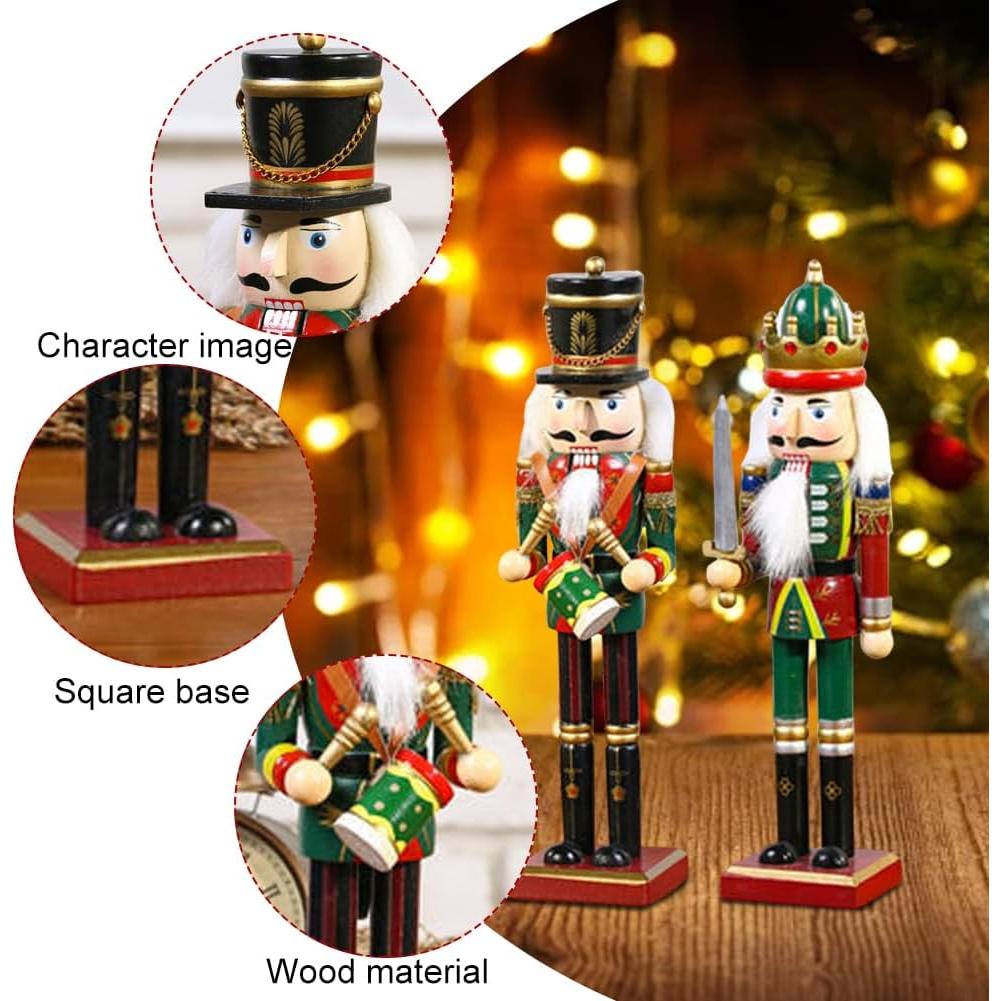 2 Piezas Soldados Cascanueces de Madera 30cm Decoración Navideña