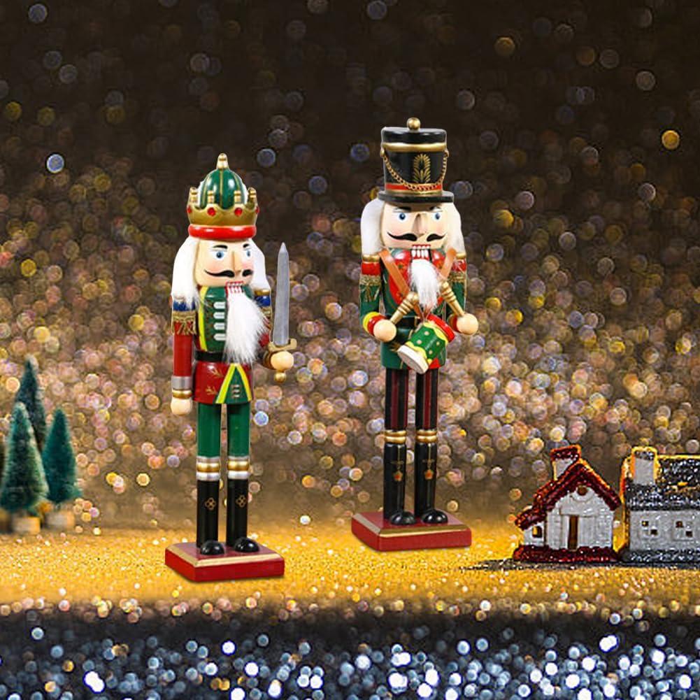 2 Piezas Soldados Cascanueces de Madera 30cm Decoración Navideña