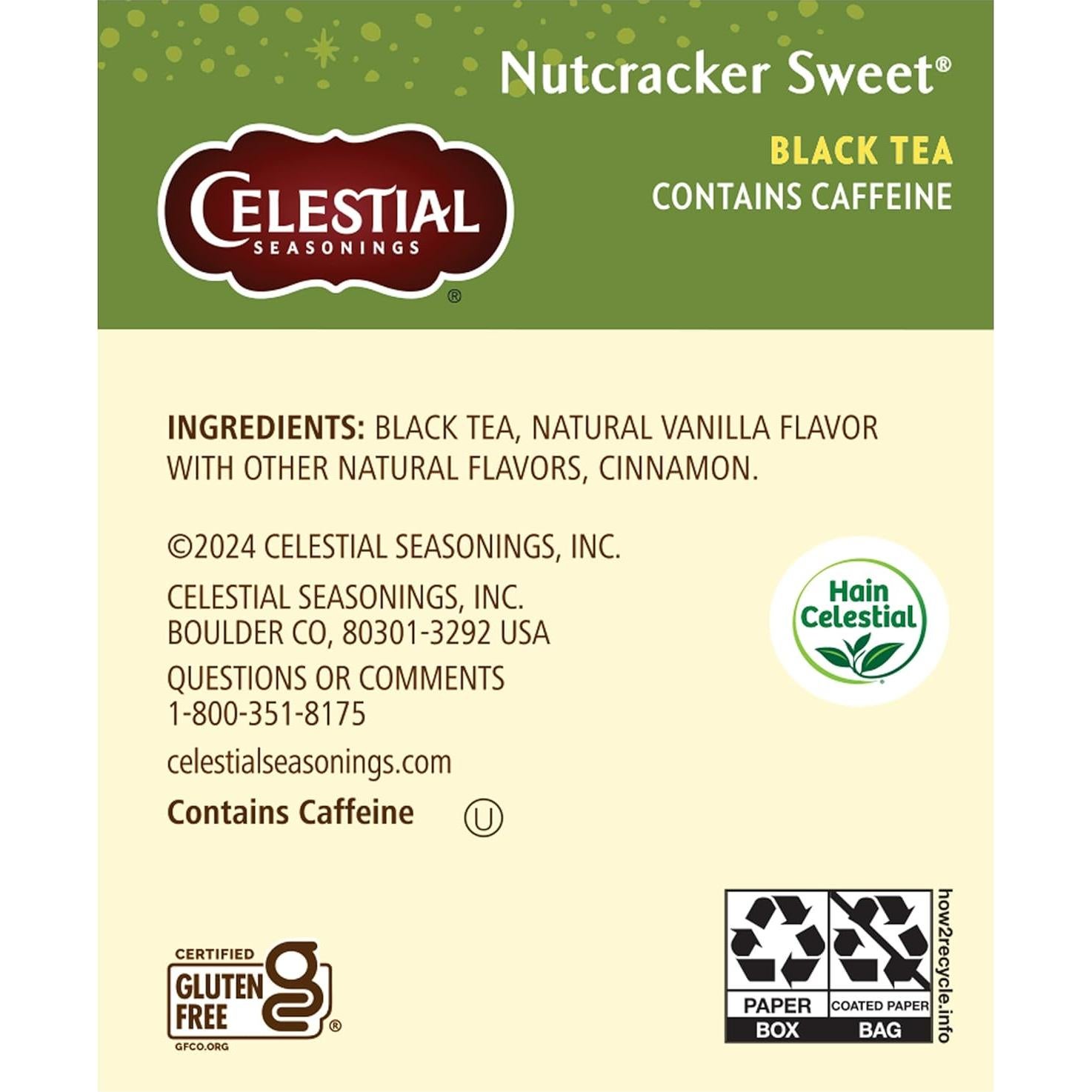 Té Negro Dulce de Cascanueces Celestial Seasonings 18 Cuentos